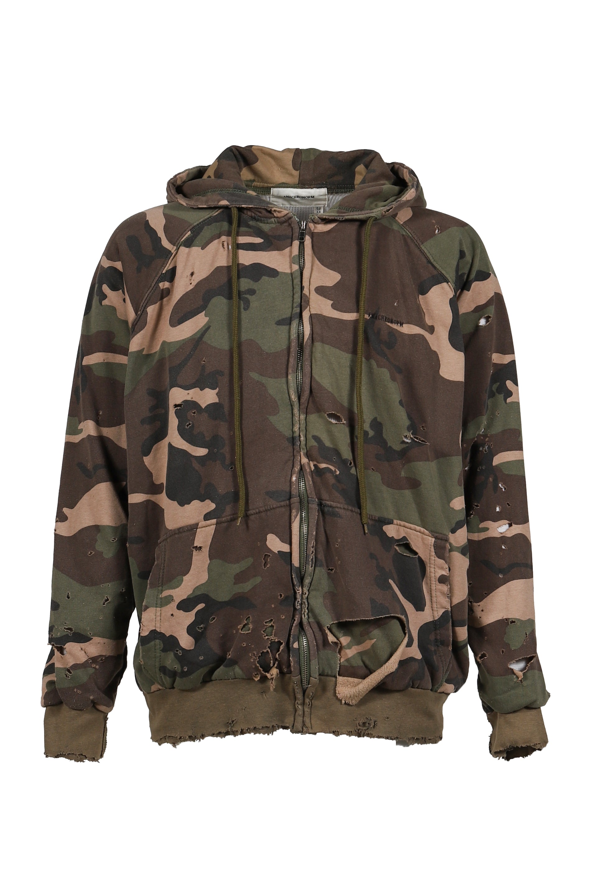 HARD DAMAGED INNER WAFFLE SWEAT PARKA / CAMO