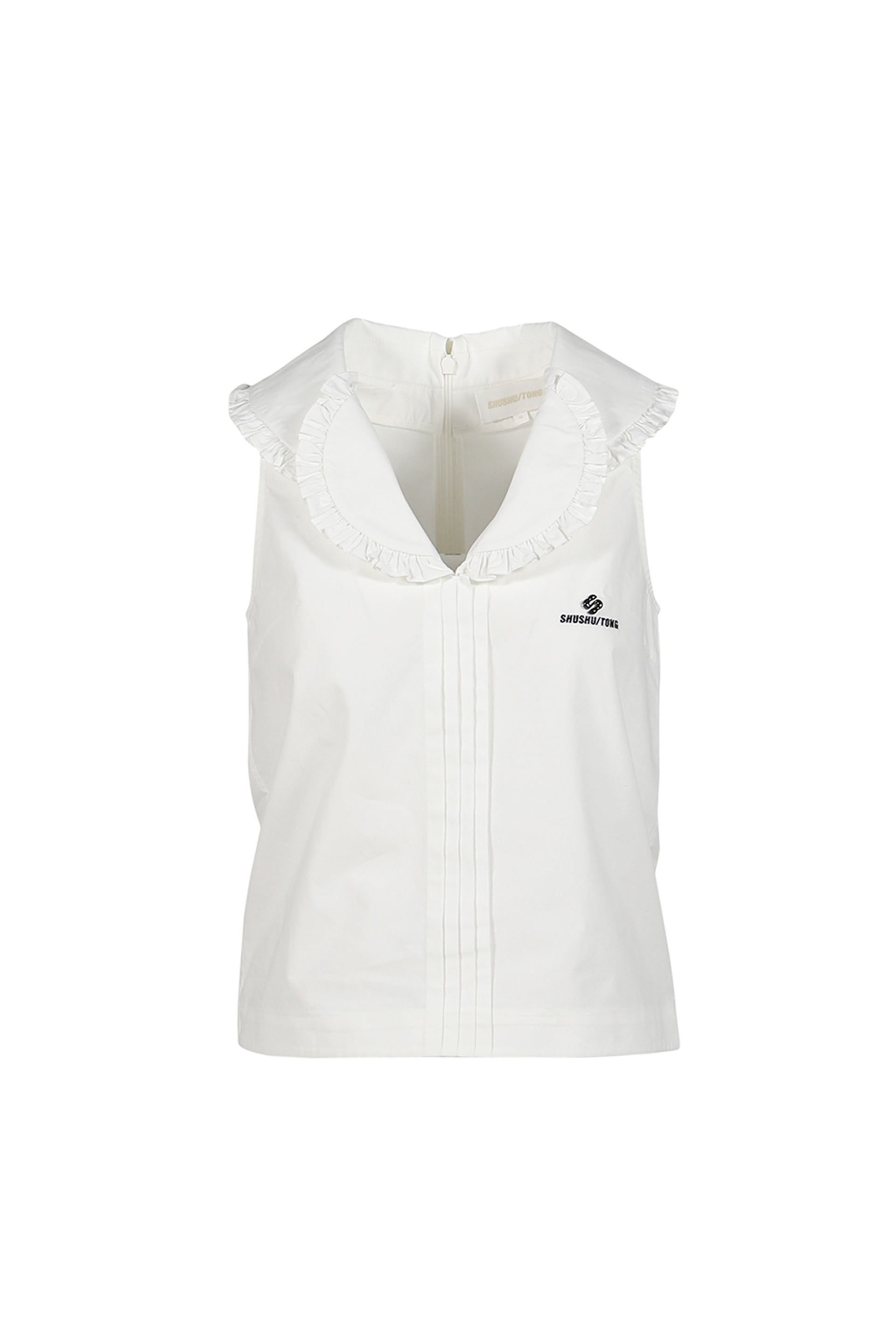DOUBLE COLLAR SLEEVELESS TOP / WHT