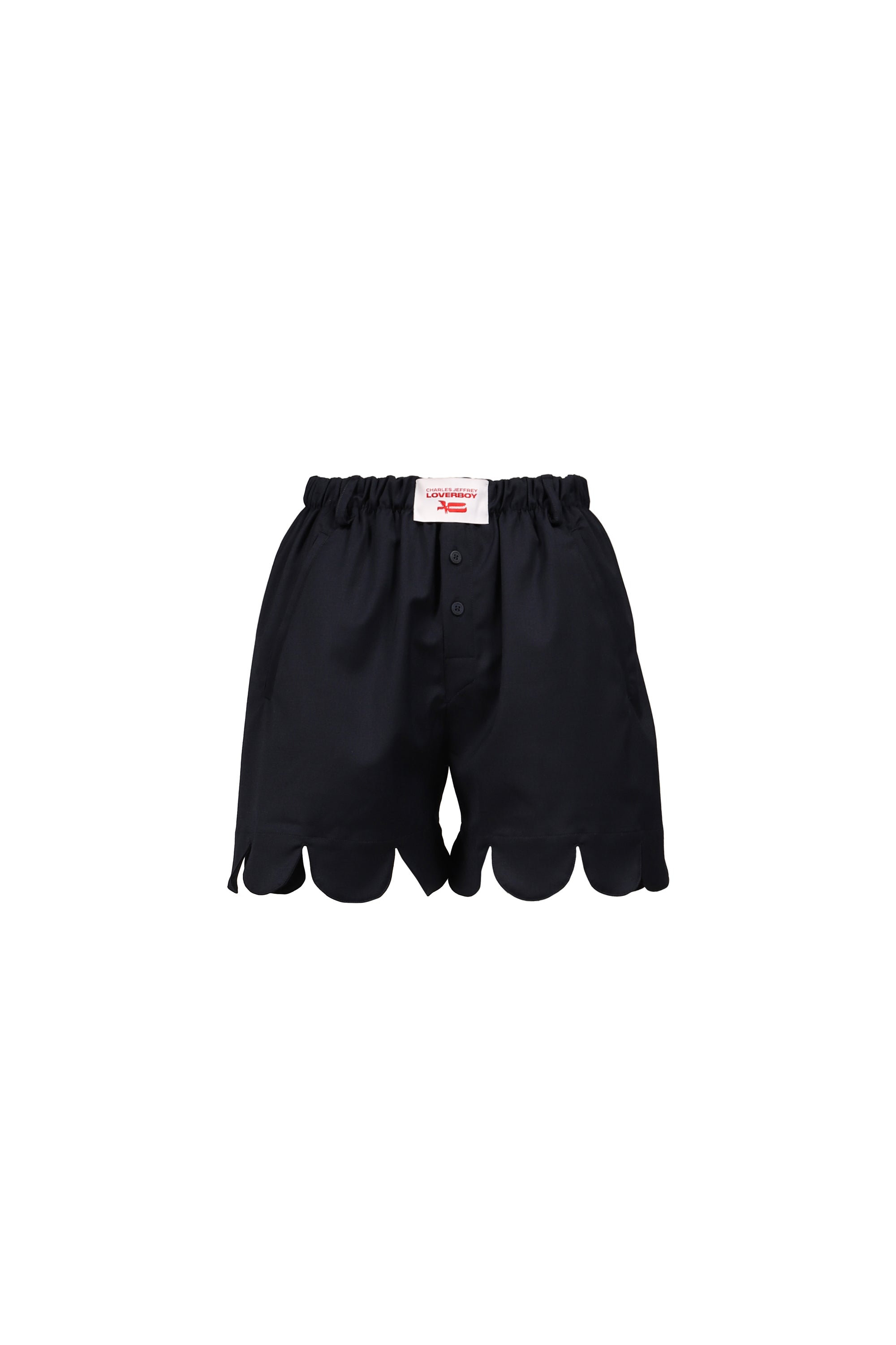 Charles Jeffrey LOVERBOY 黒 ショートパンツ 30 S Charles Jeffrey Loverboy SS26 FORMAL SCALLOPED BOXER SHORTS / NVY