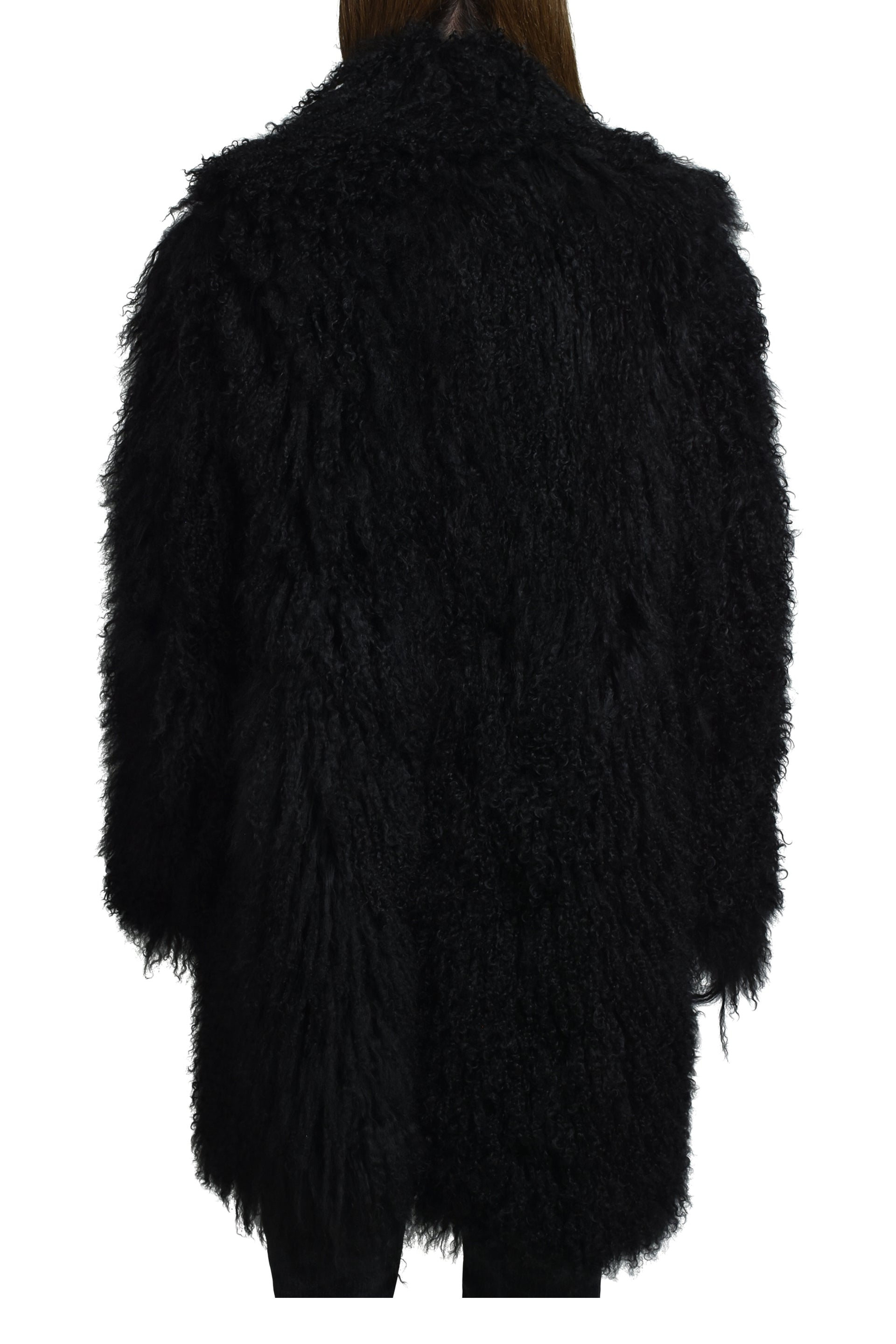 "PROXENETE" REVERSIBLE MONGOLIAN LAMBSKIN COAT / NOIR