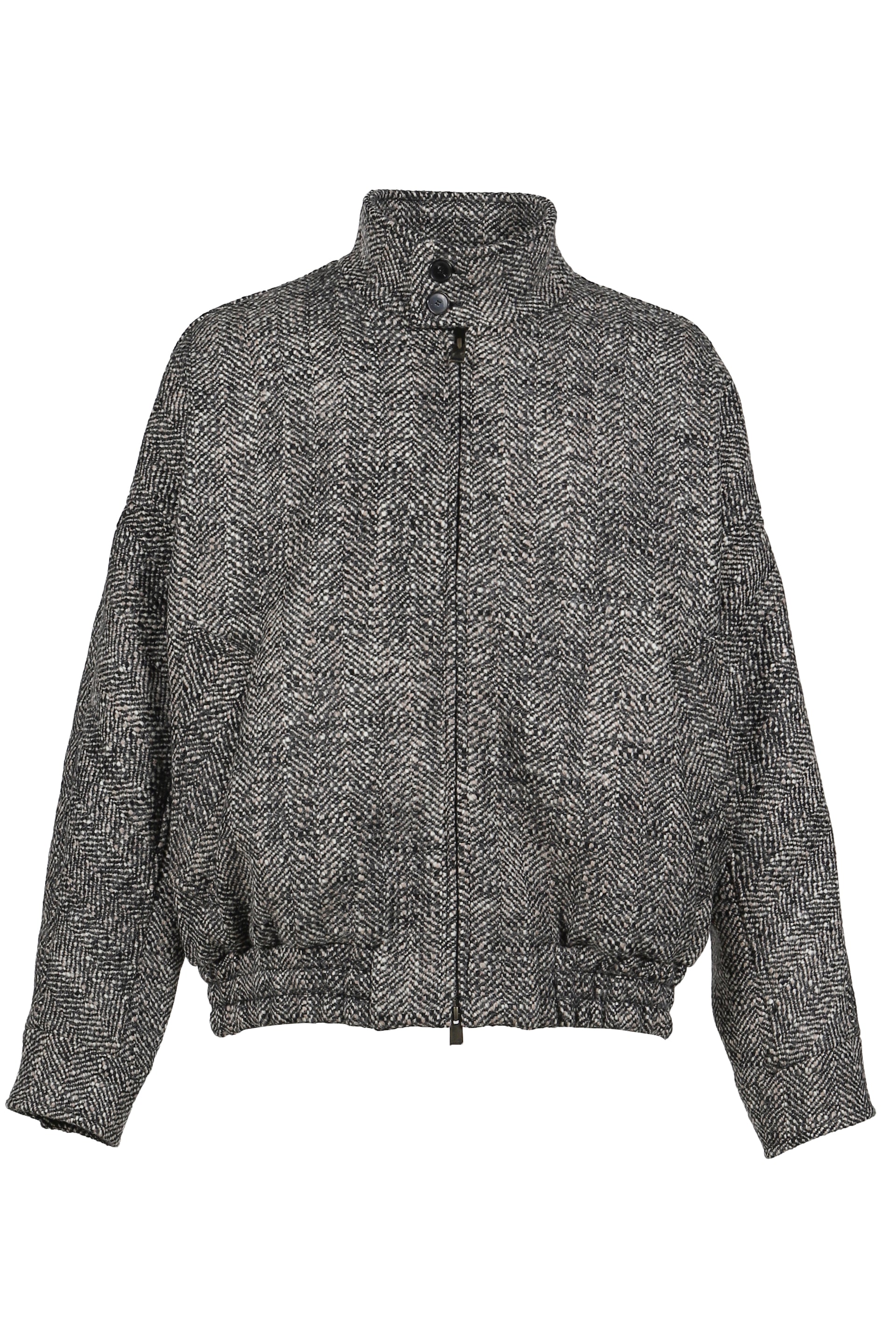 LEE - HERRINGBONE WOOL BOMBER JACKET / NUT BLK