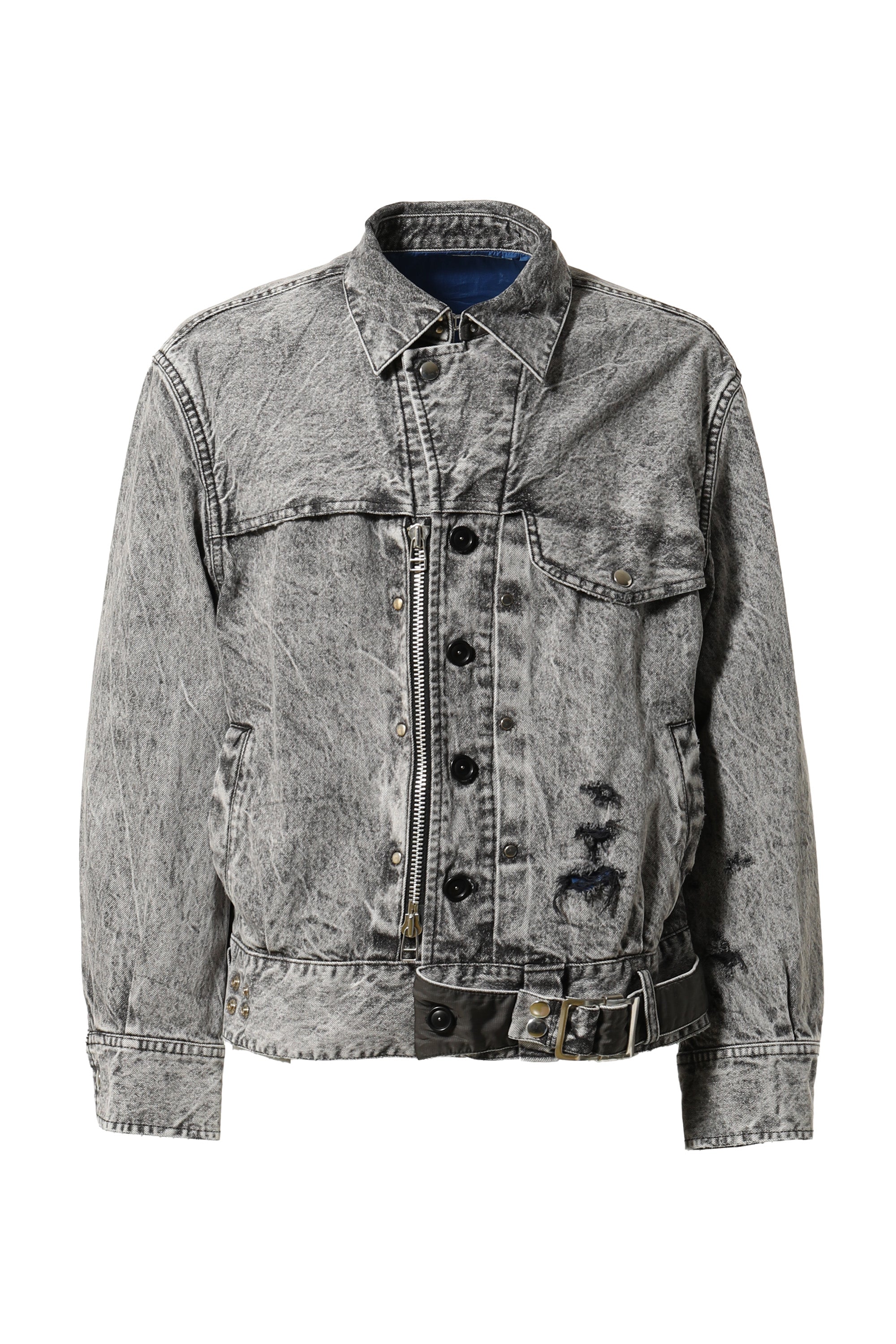 Tamme FW23 CRACKS BLEACH DENIM B.D JACKET / BLK -NUBIAN