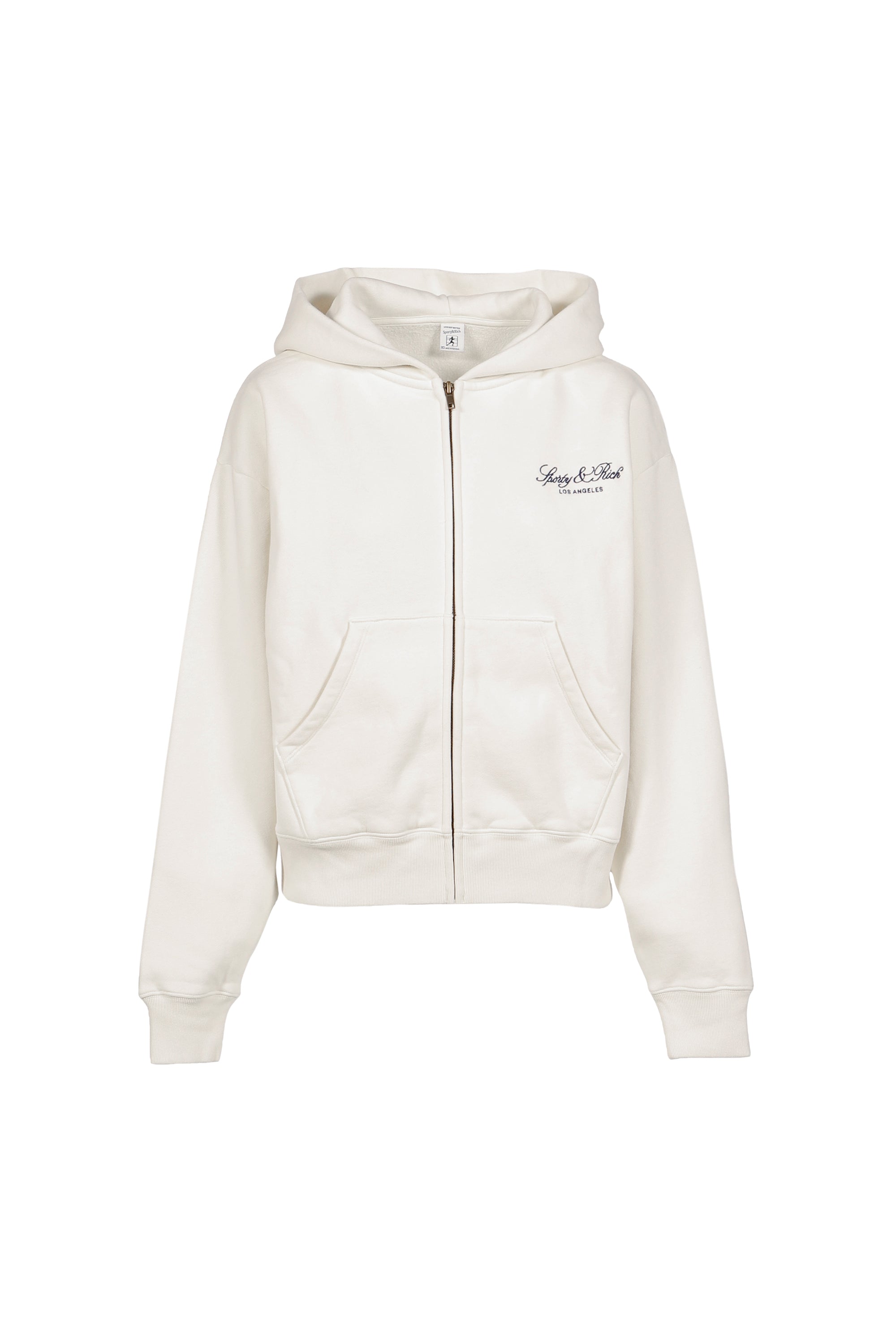 Sporty & Rich FW26 VENDOME LA EMBROIDERED ZIP HOODIE / ECRU - NUBIAN