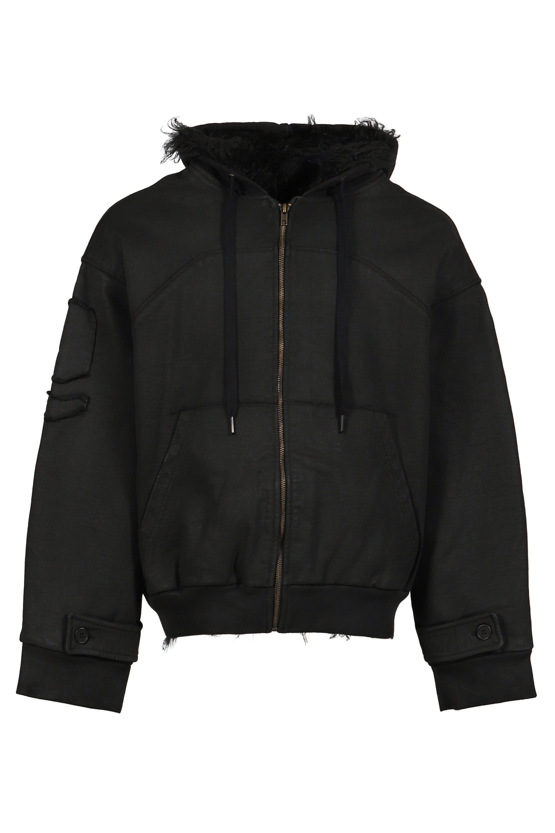HOODIE WAXED JACKET / BLK