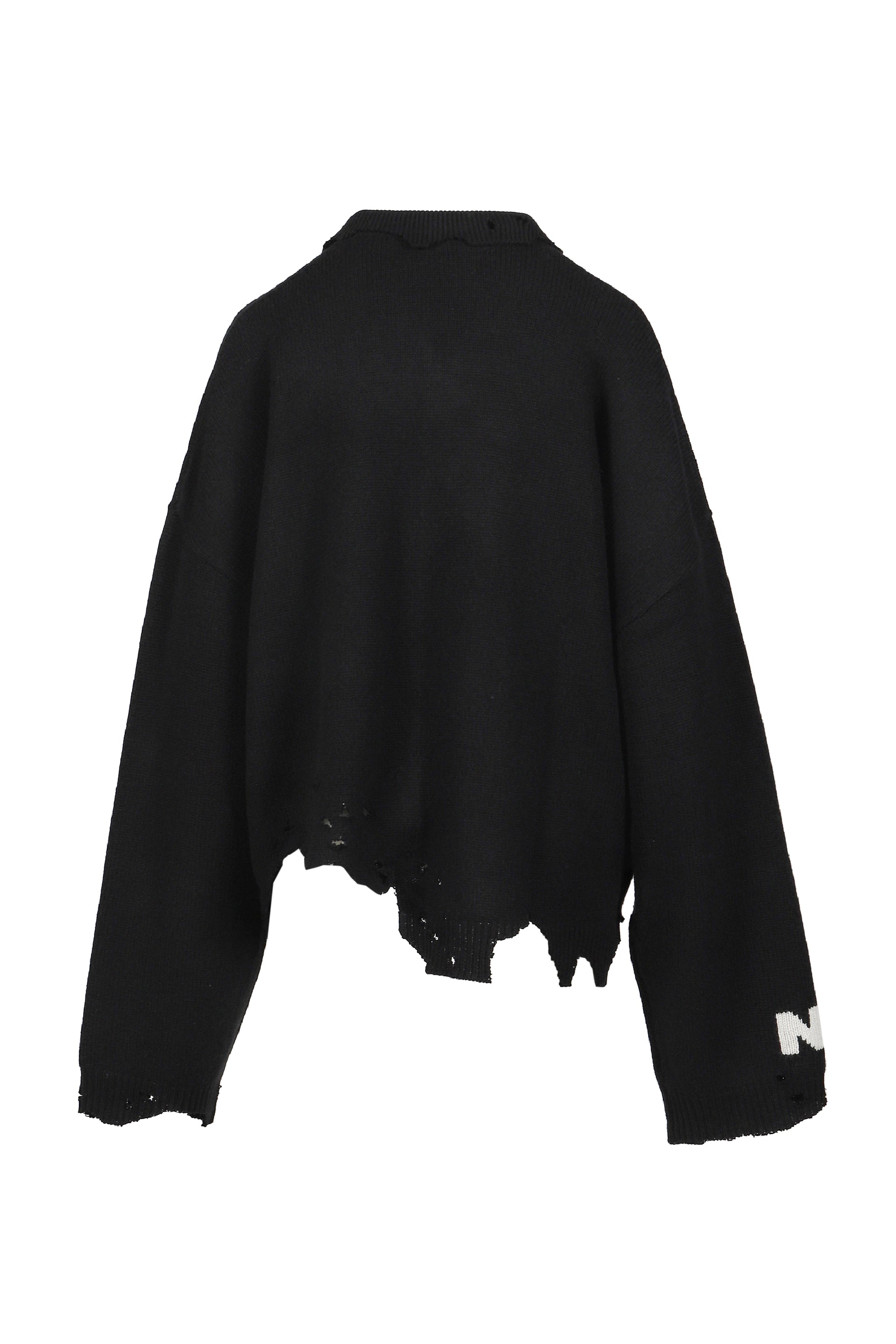 DISTRESSED CARDIGAN MALE VERSION / CASHMERE BLK