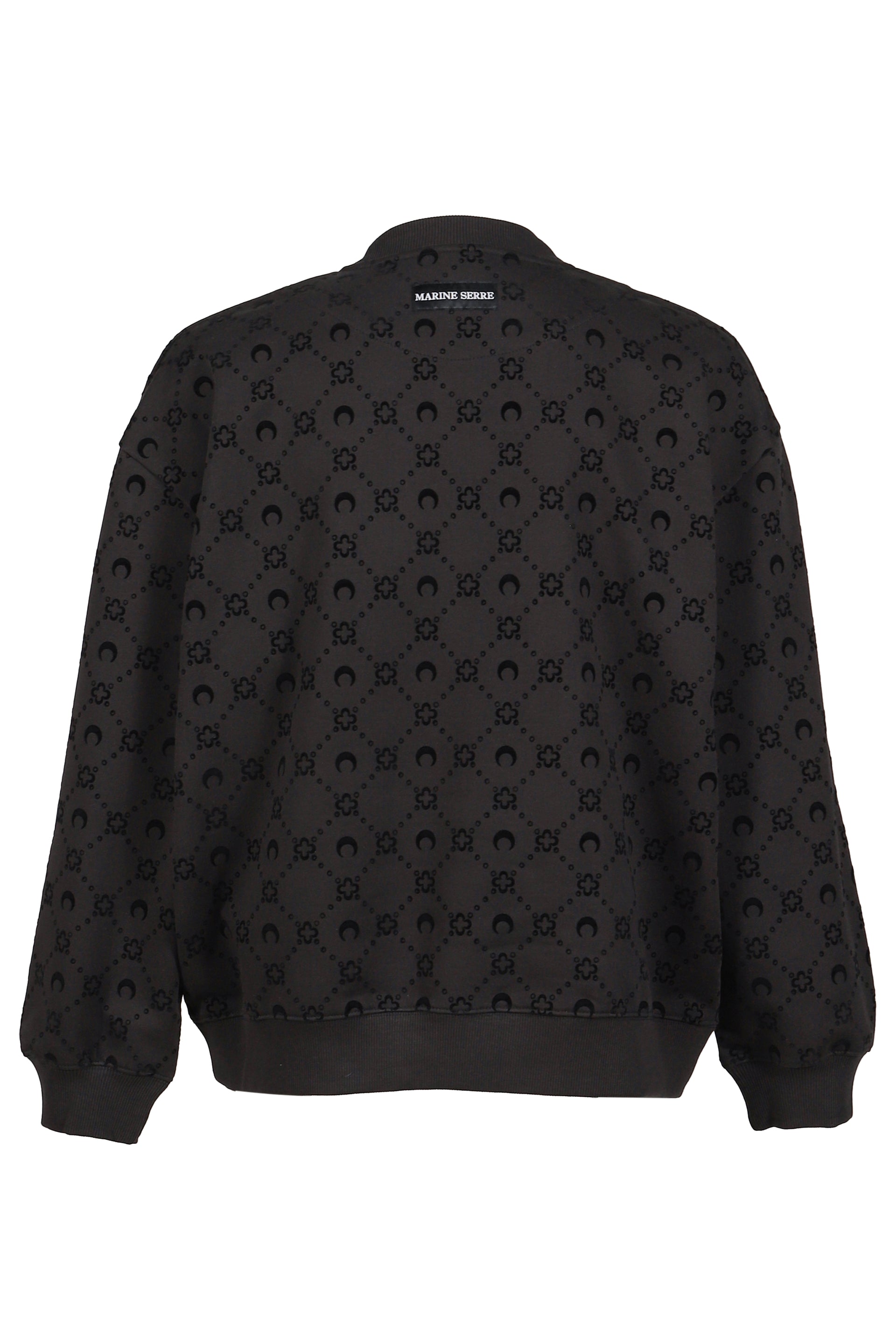 MOONOGRAM FLOCKED FLEECE RELAXED SWEATSHIR / BLK