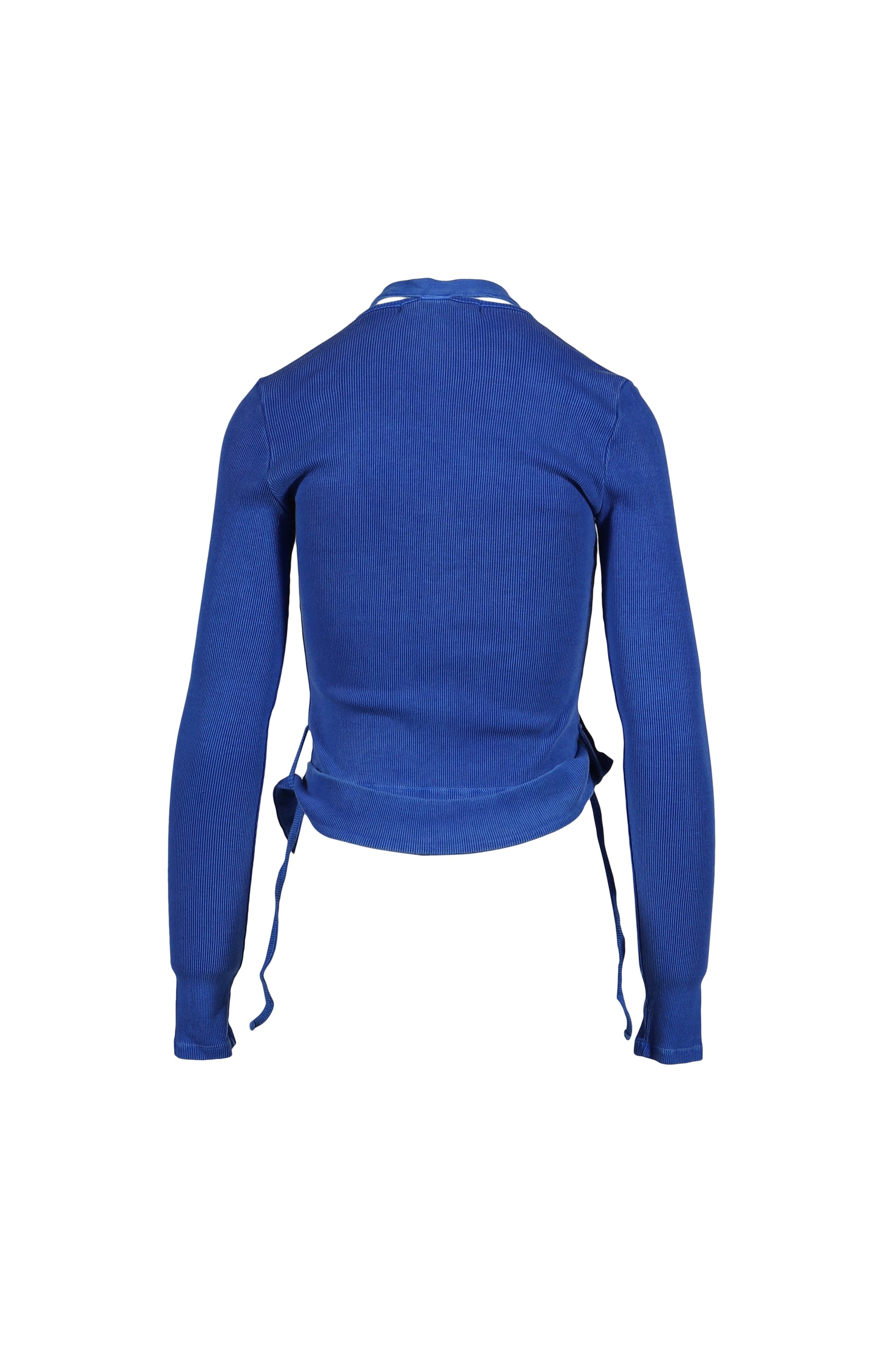 DOUBLE CLOSURE RIB CARDIGAN / BLU