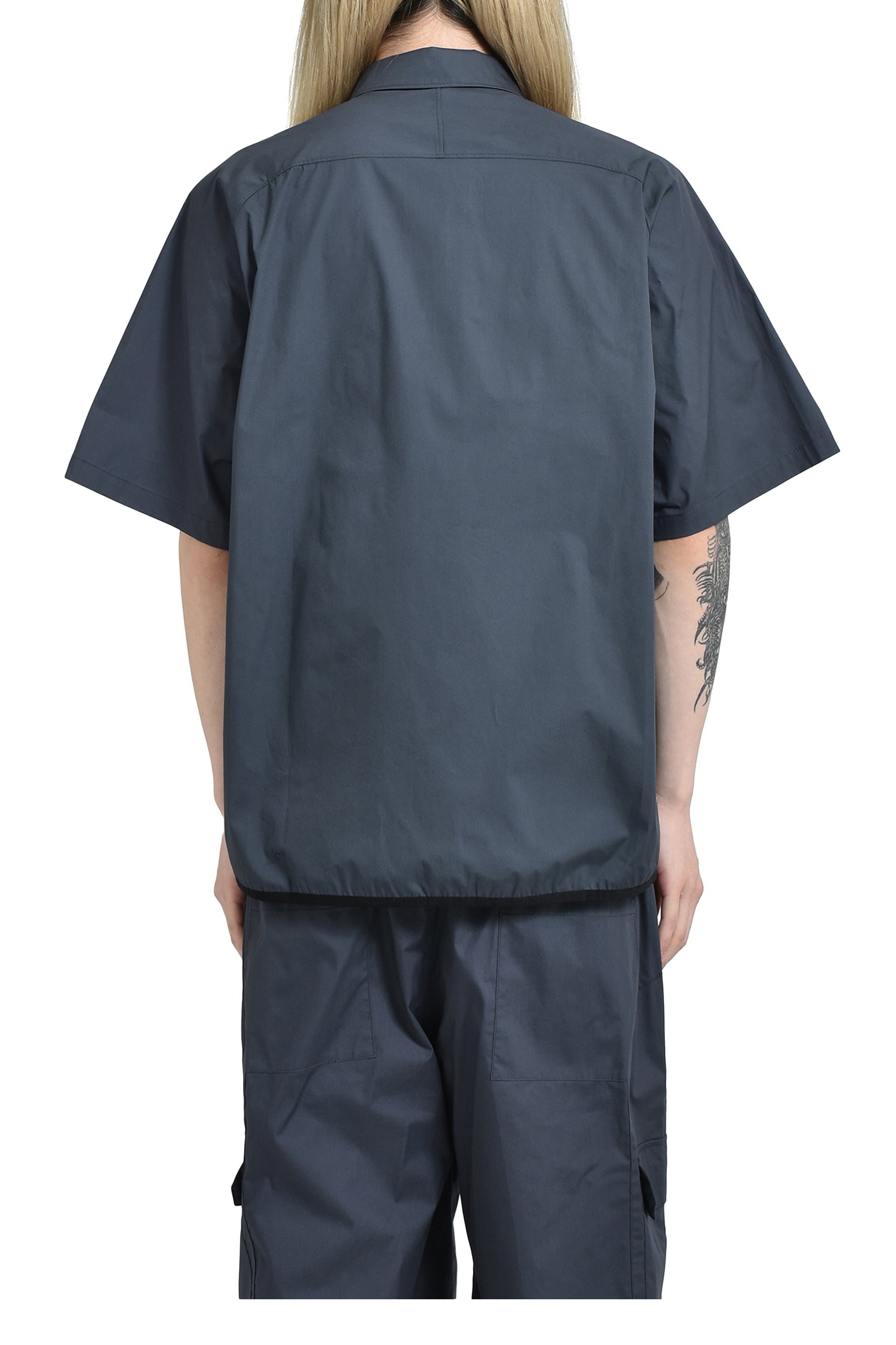 GR10K POPLIN ZIPPED SHORT SLEEVE SHIRT / CONVOY GRY