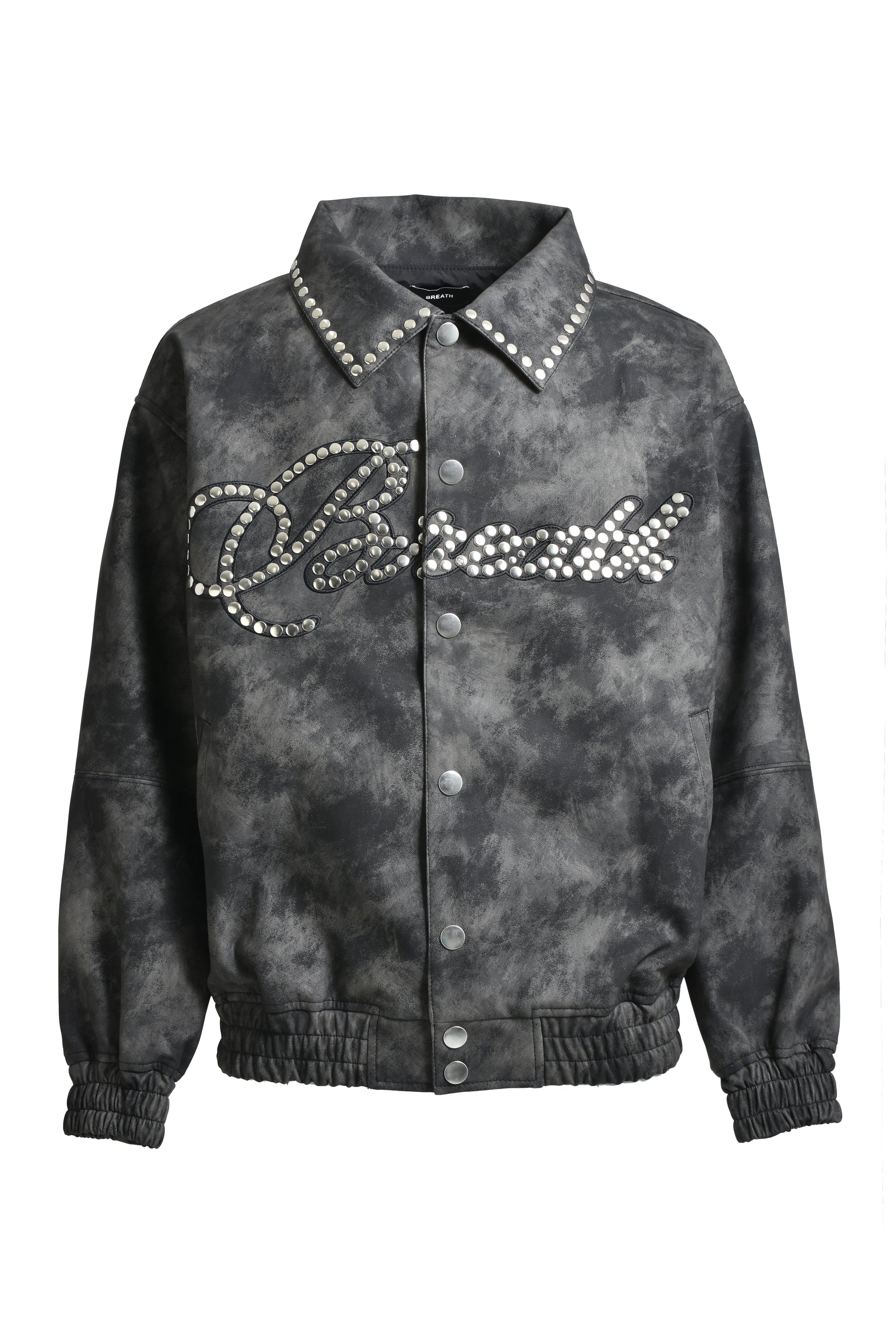 BREATH SHINE STUDS VARSITY JACKET / BLK