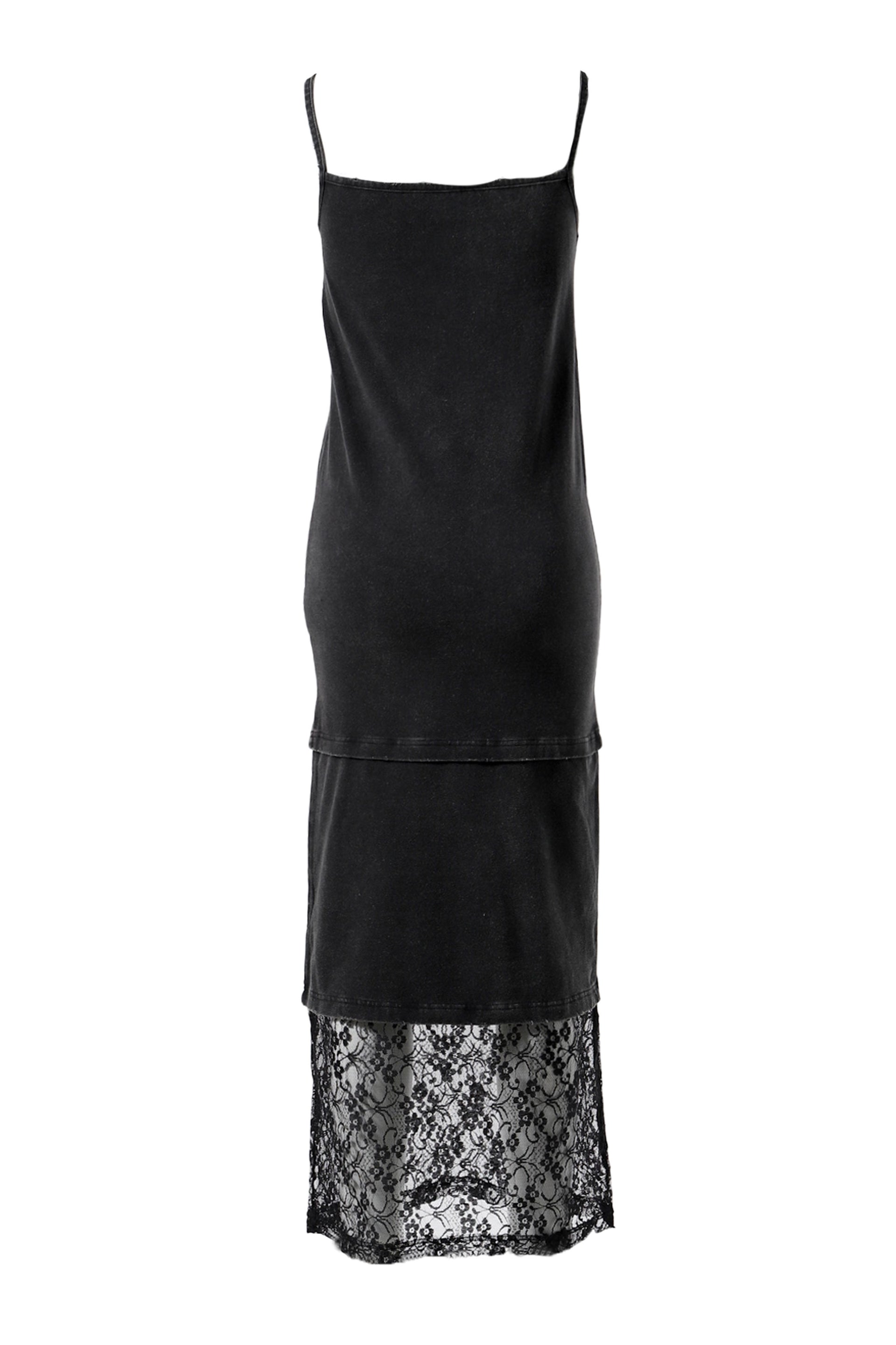 We11done BLACK WOMENS LAYERED SLEEVELESS LONG DRESS / BLK