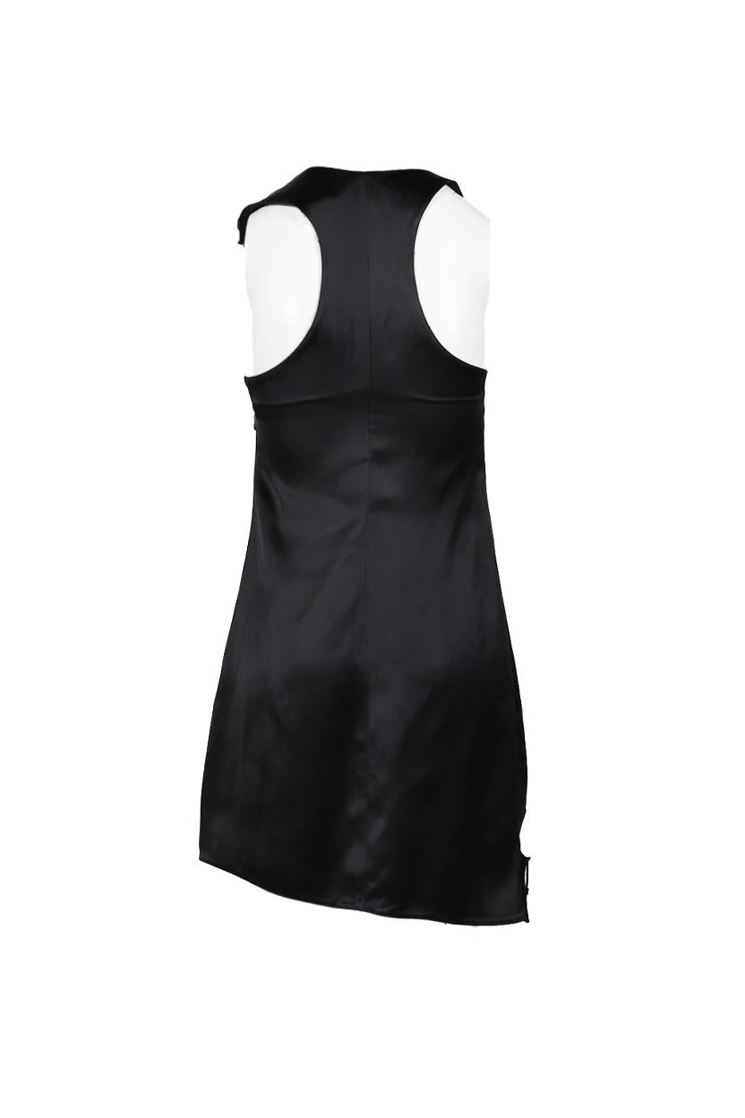 Courrèges DOUBLE BUCKLE SATIN DRESS / BLK