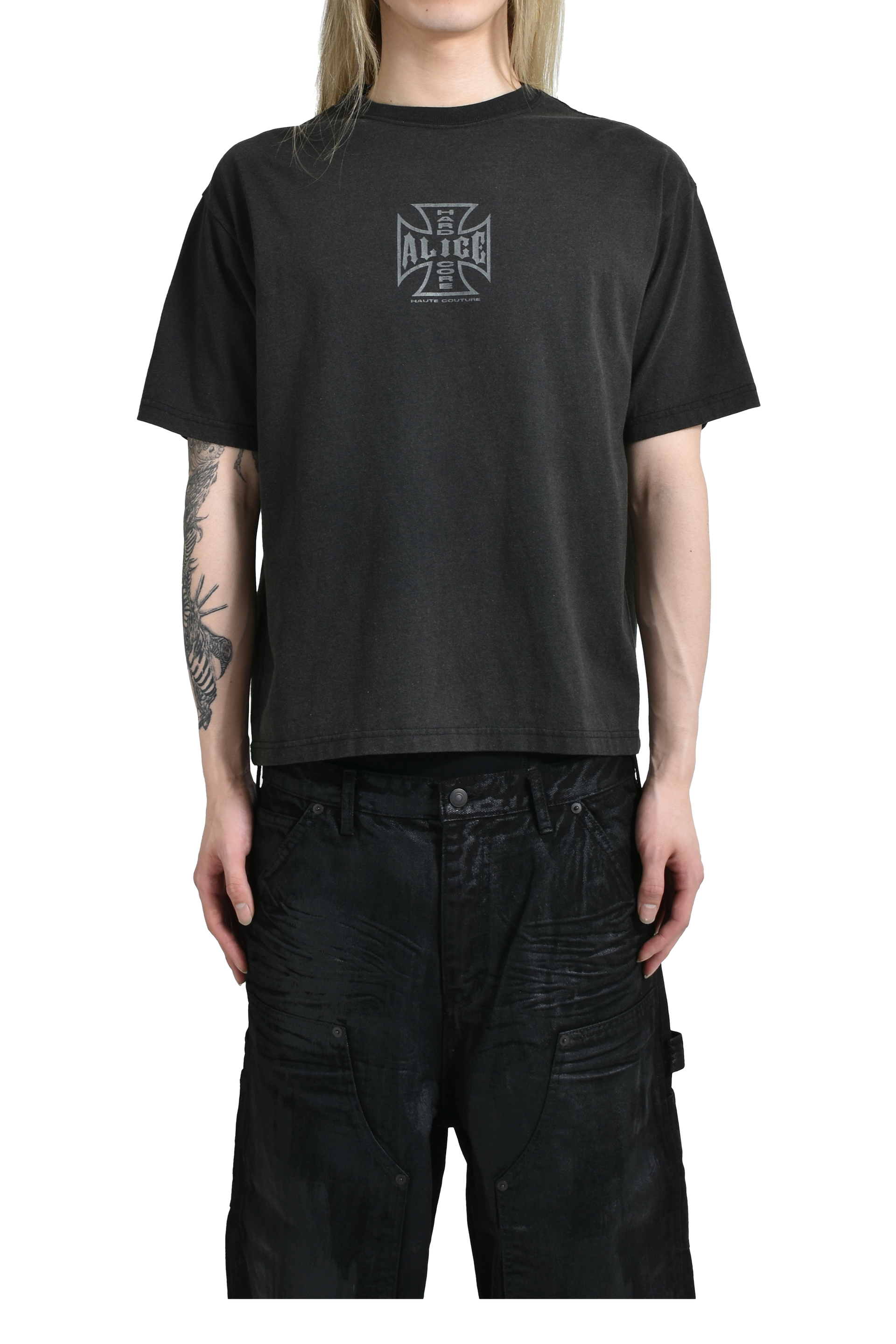 ALICE HOLLYWOOD DESTROYED CHOPPER T-SHIRT / BLK BLK