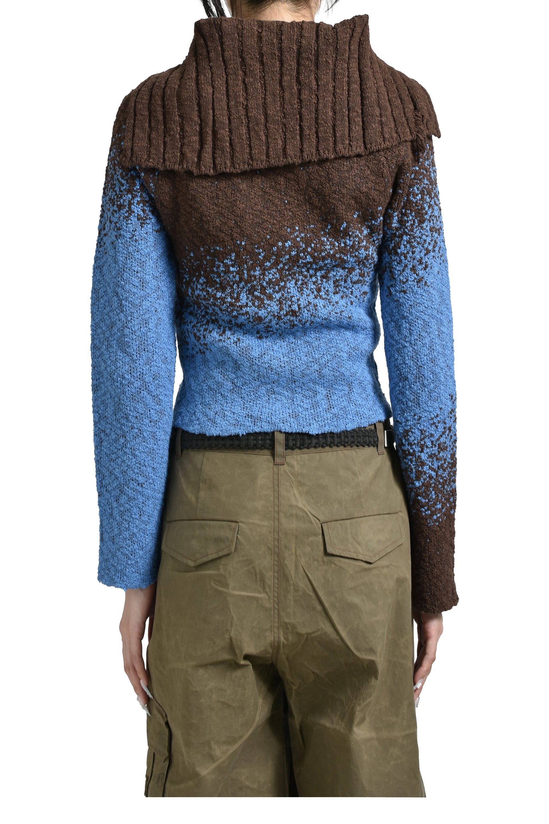 FLOW JAQUARD SHORT CARDIGAN / BLU