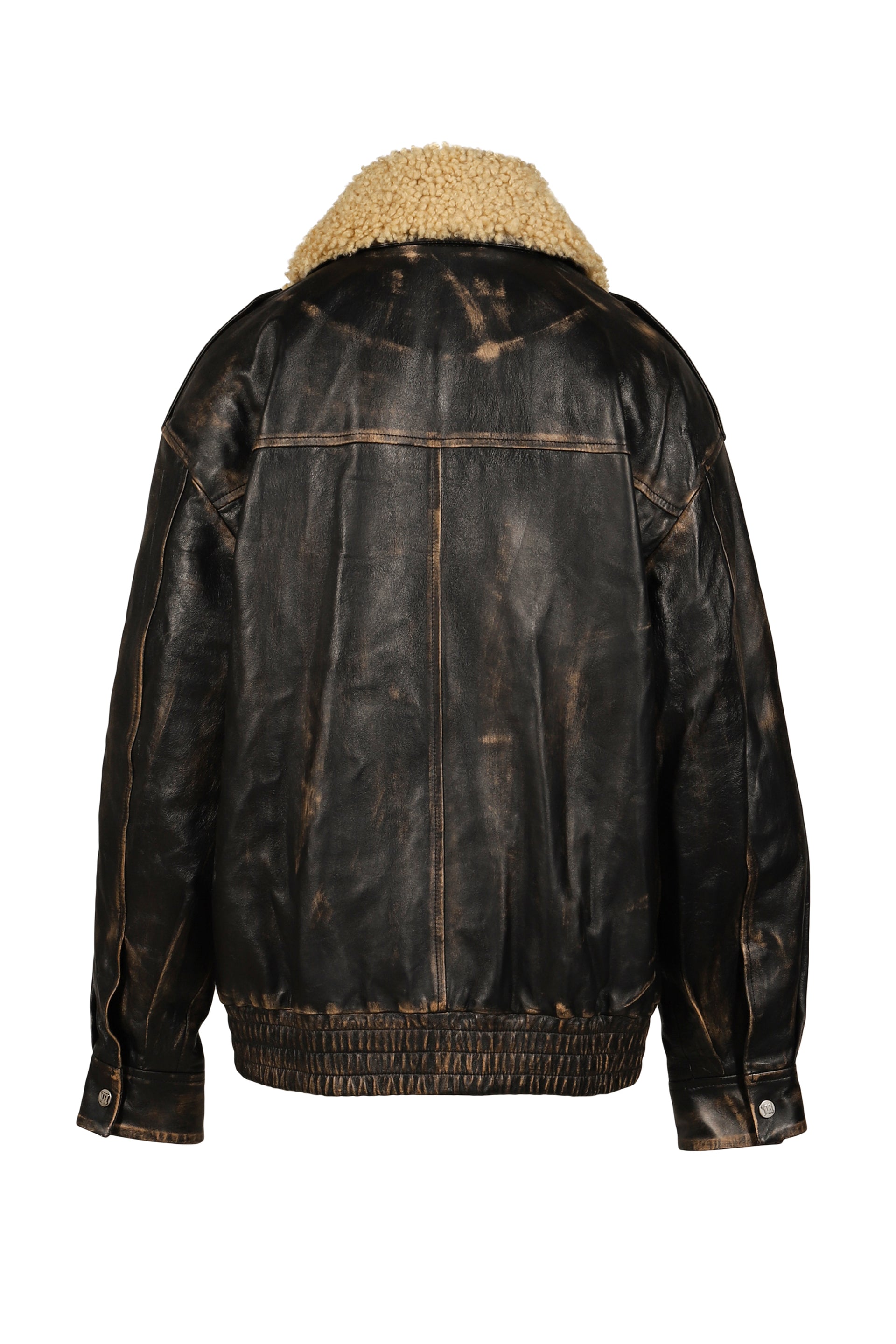 LEATHER AVIATOR JACKET / BLK