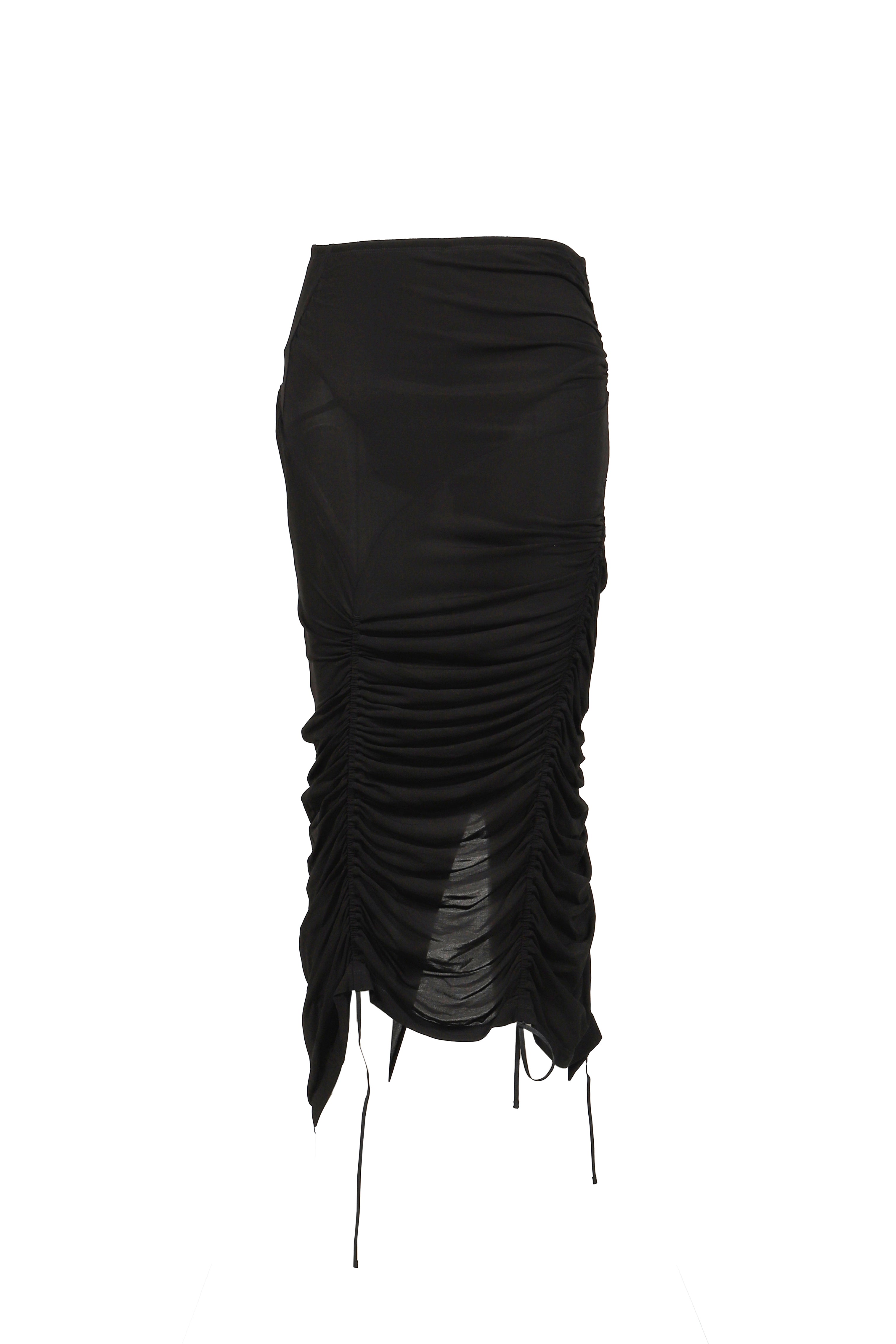 mukcyen ムッシャン FW25 STRETCH LAYERED SKIRT / BLK - NUBIAN ヌビアン