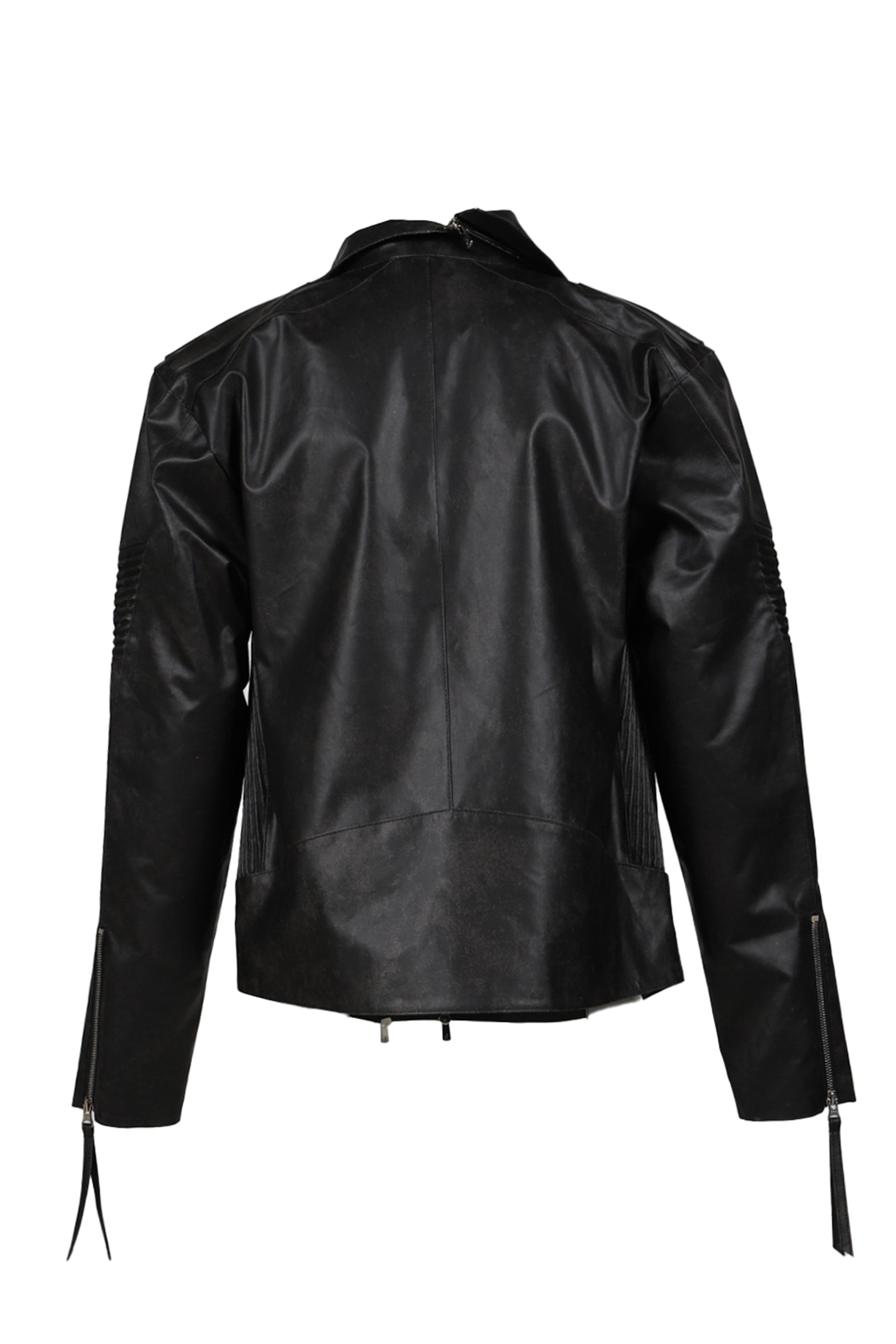 JUNTAE KIM ASYMMETRICAL EMBOSSING LEATHER JACKET / BLK
