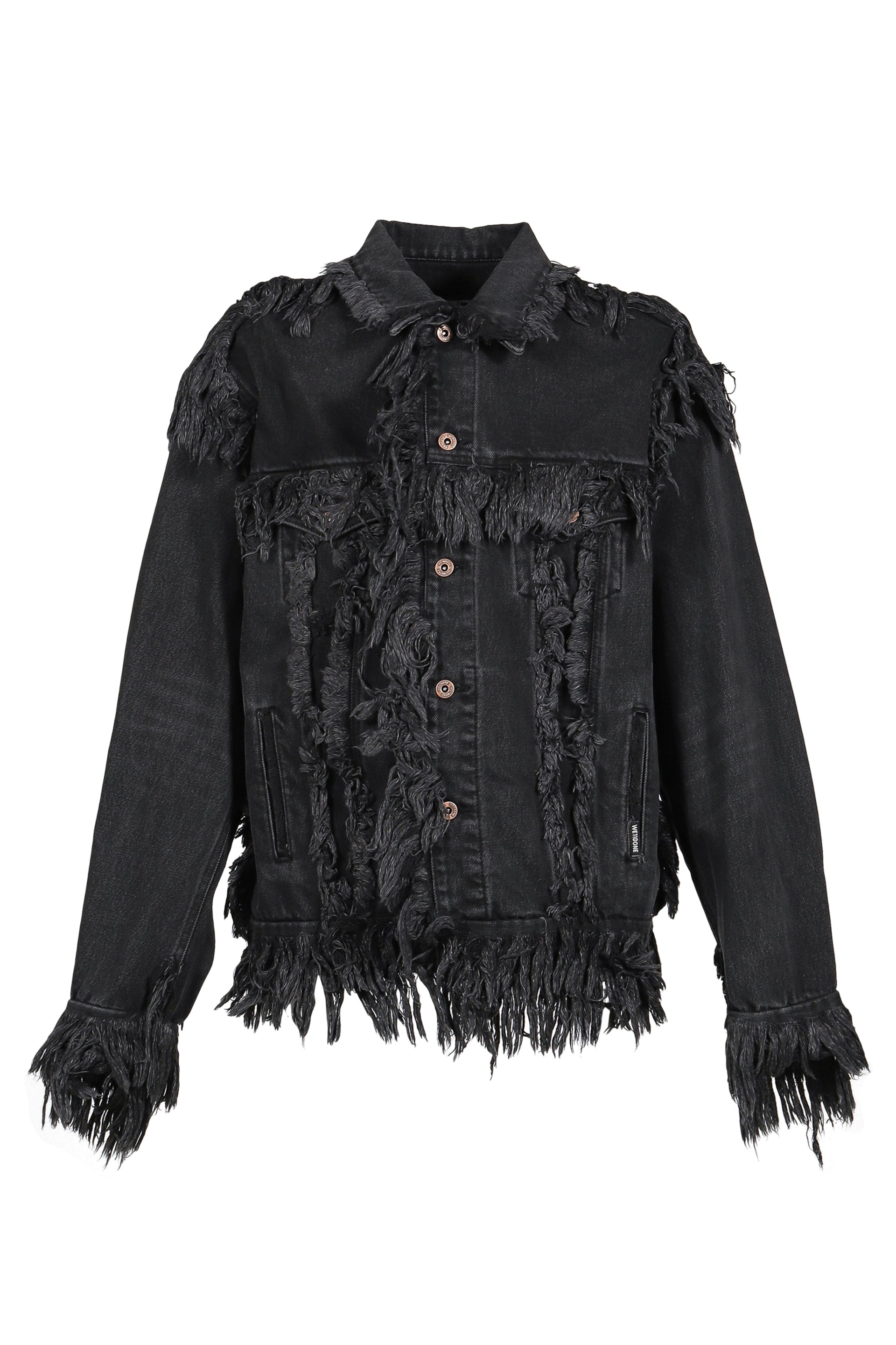 BLACK RAW-EDGE DENIM JACKET / BLK