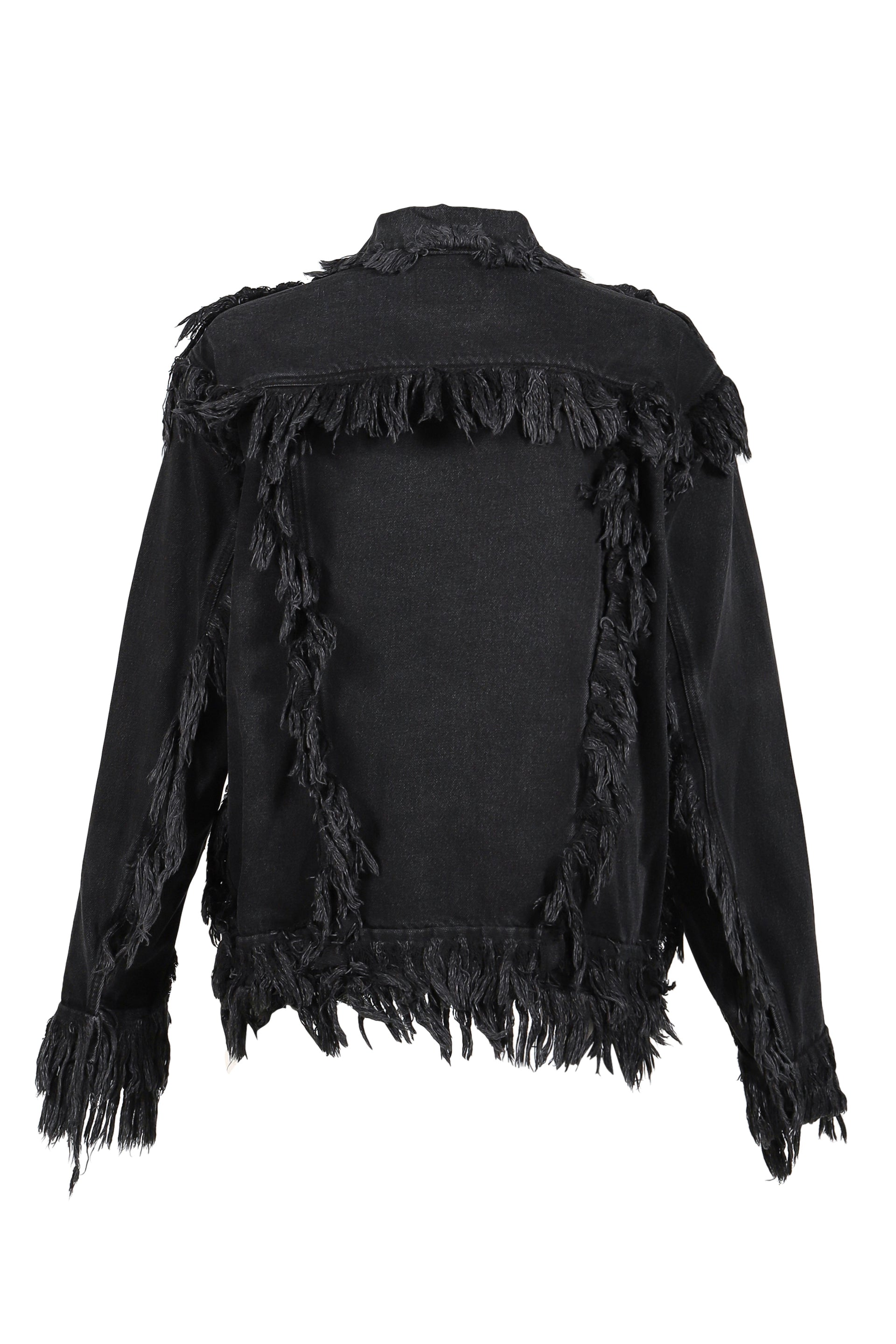 BLACK RAW-EDGE DENIM JACKET / BLK