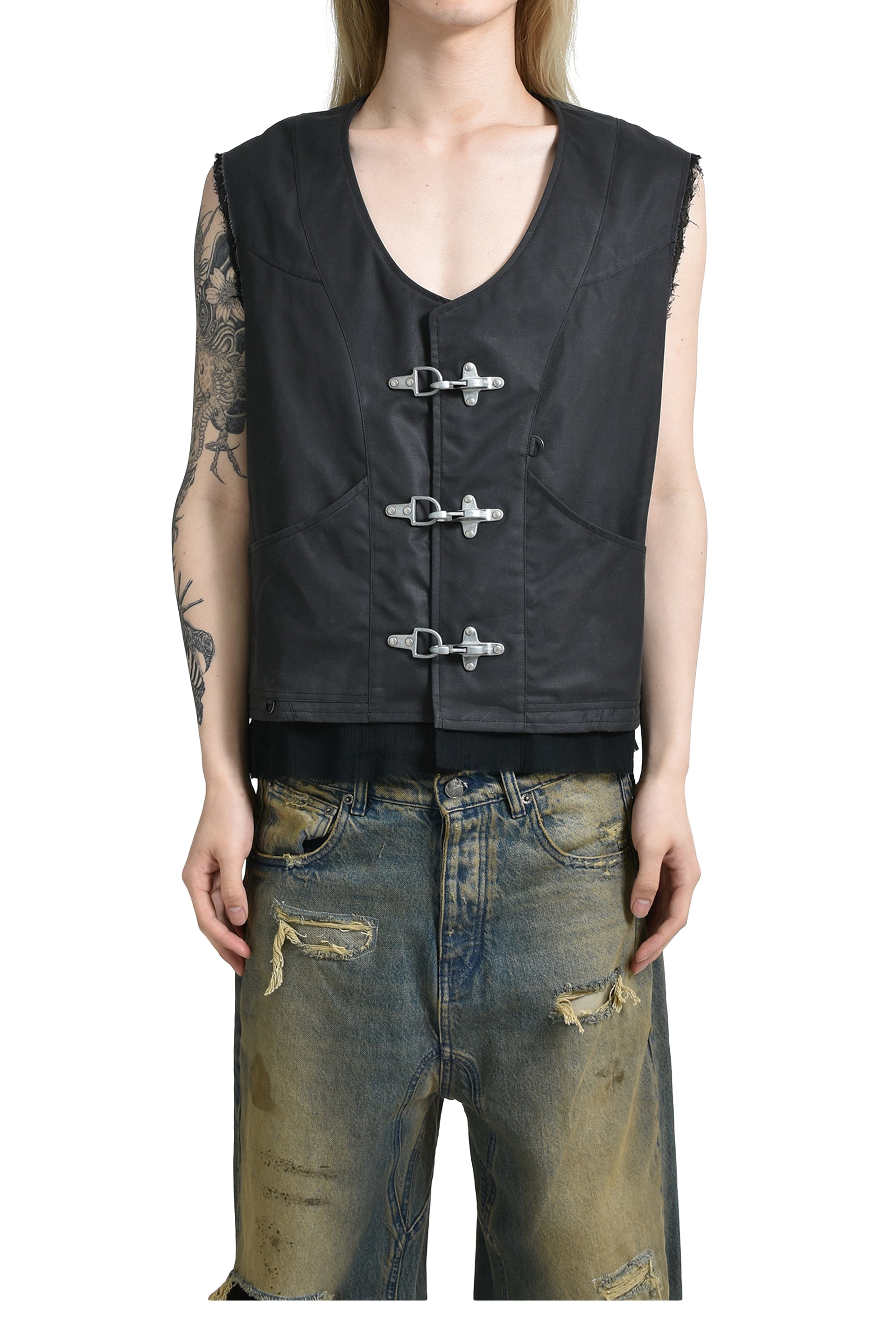 UNDER THE SIGN STEAMCRAFT PATCHWORK VEST / GRY