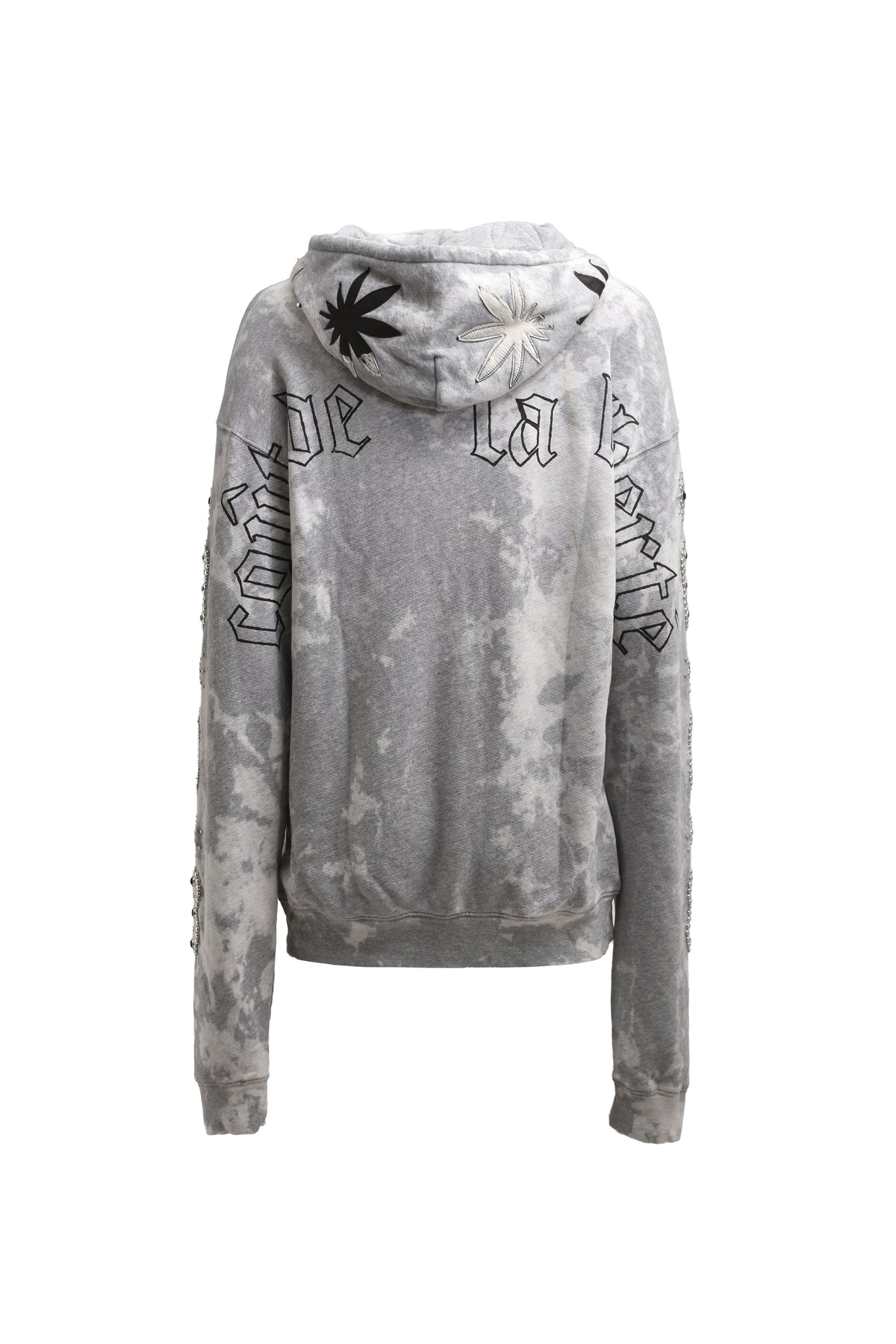 ARIANA/EMBELLISHED FRENCH TERRY PULLOVER HOODIE / HGRY/WHT