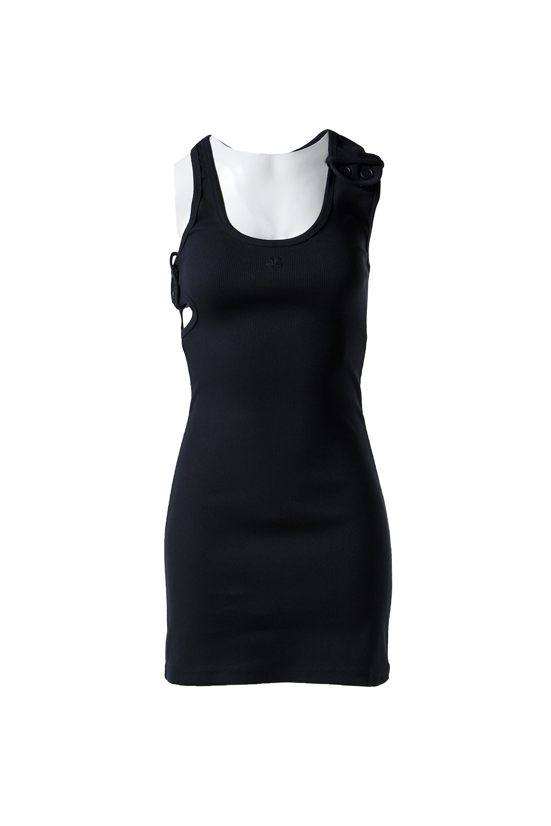 Courrèges DOUBLE BUCKLE 90'S RIB DRESS / BLK