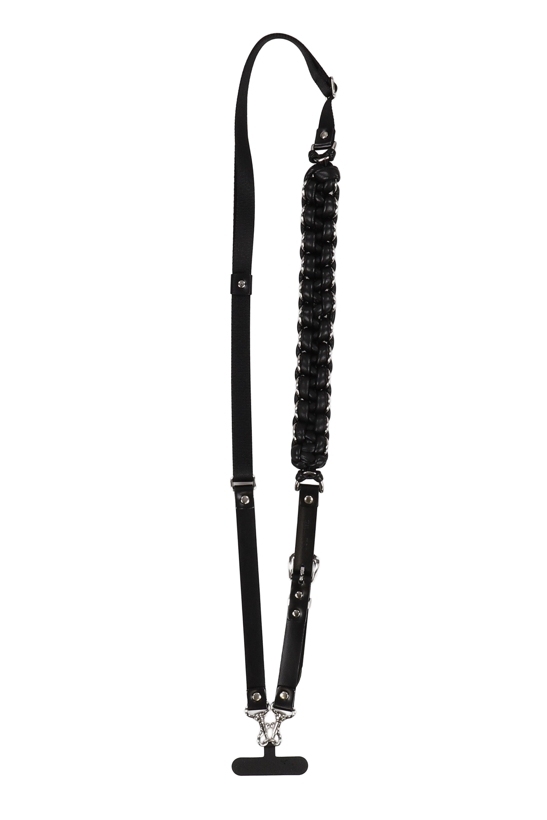 LEATHER BRAID PHONE STRAP / BLK