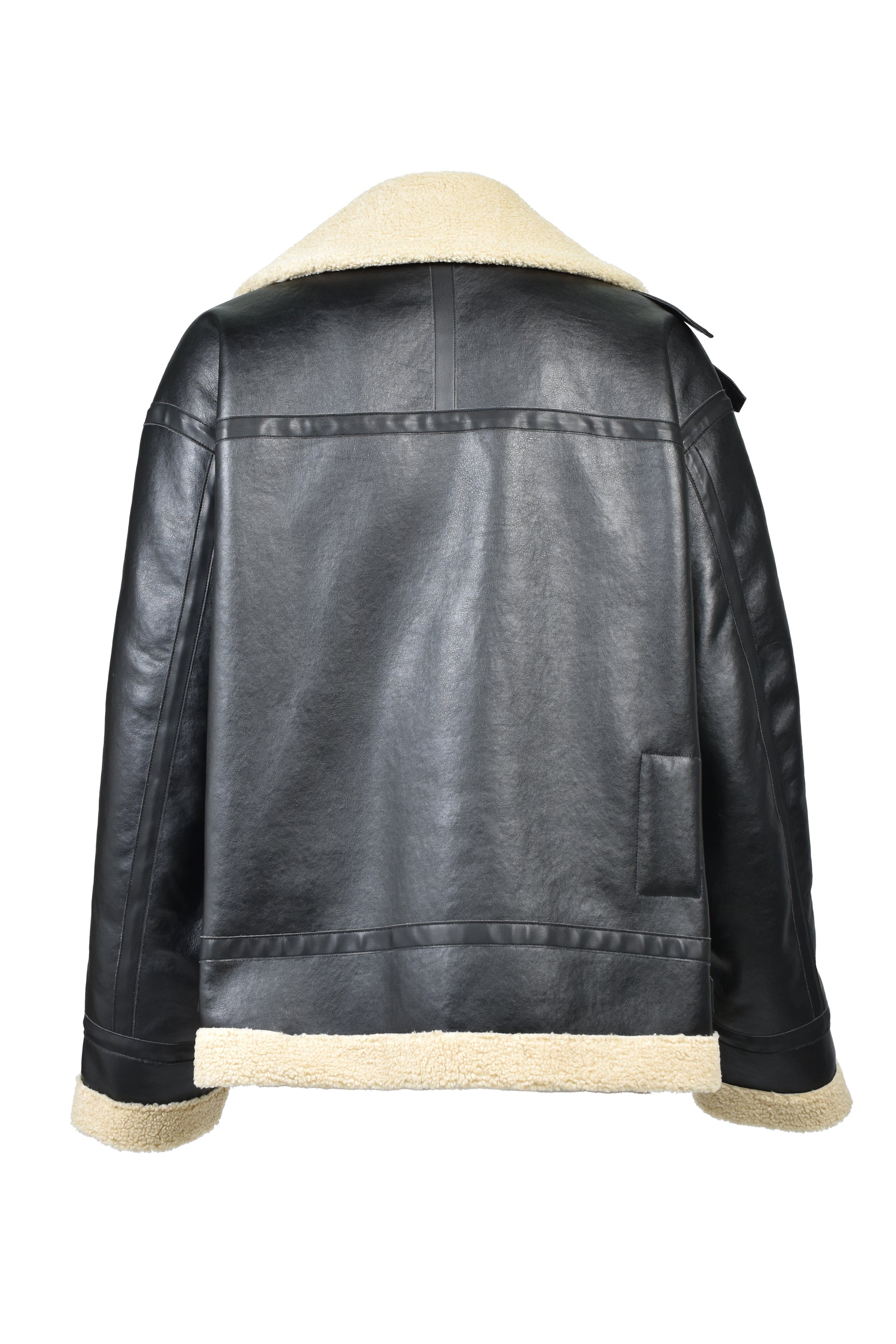 FAUX MOUTON FLIGHT JACKET / BLK X BEI