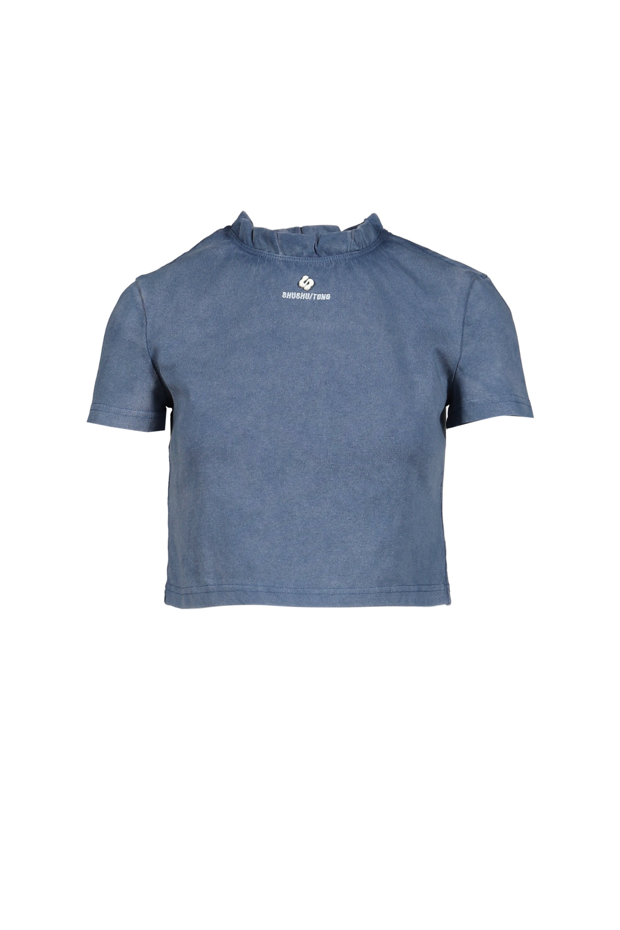 SHUSHU TONG シュシュトン SS26 WAVE LACE COLLAR T-SHIRT / BLU
