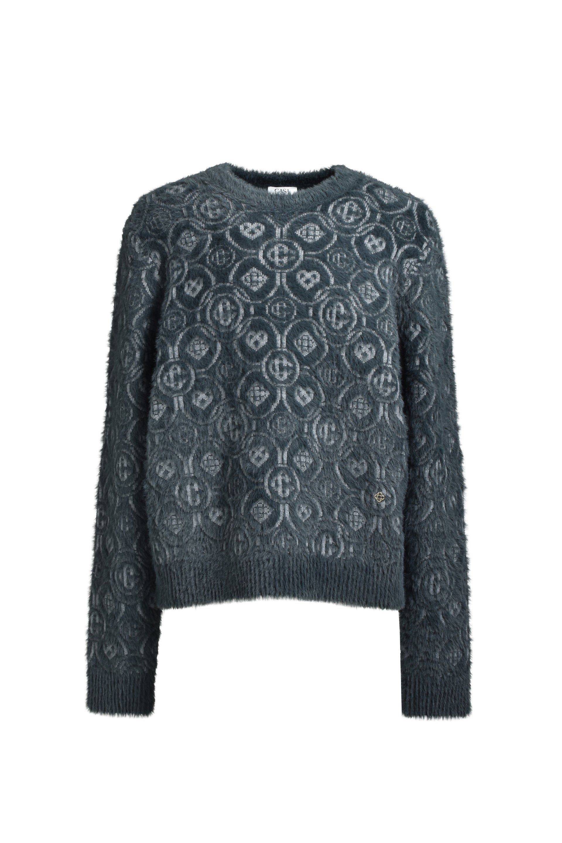 FLUFFY MONOGRAM CREW NECK / GRY