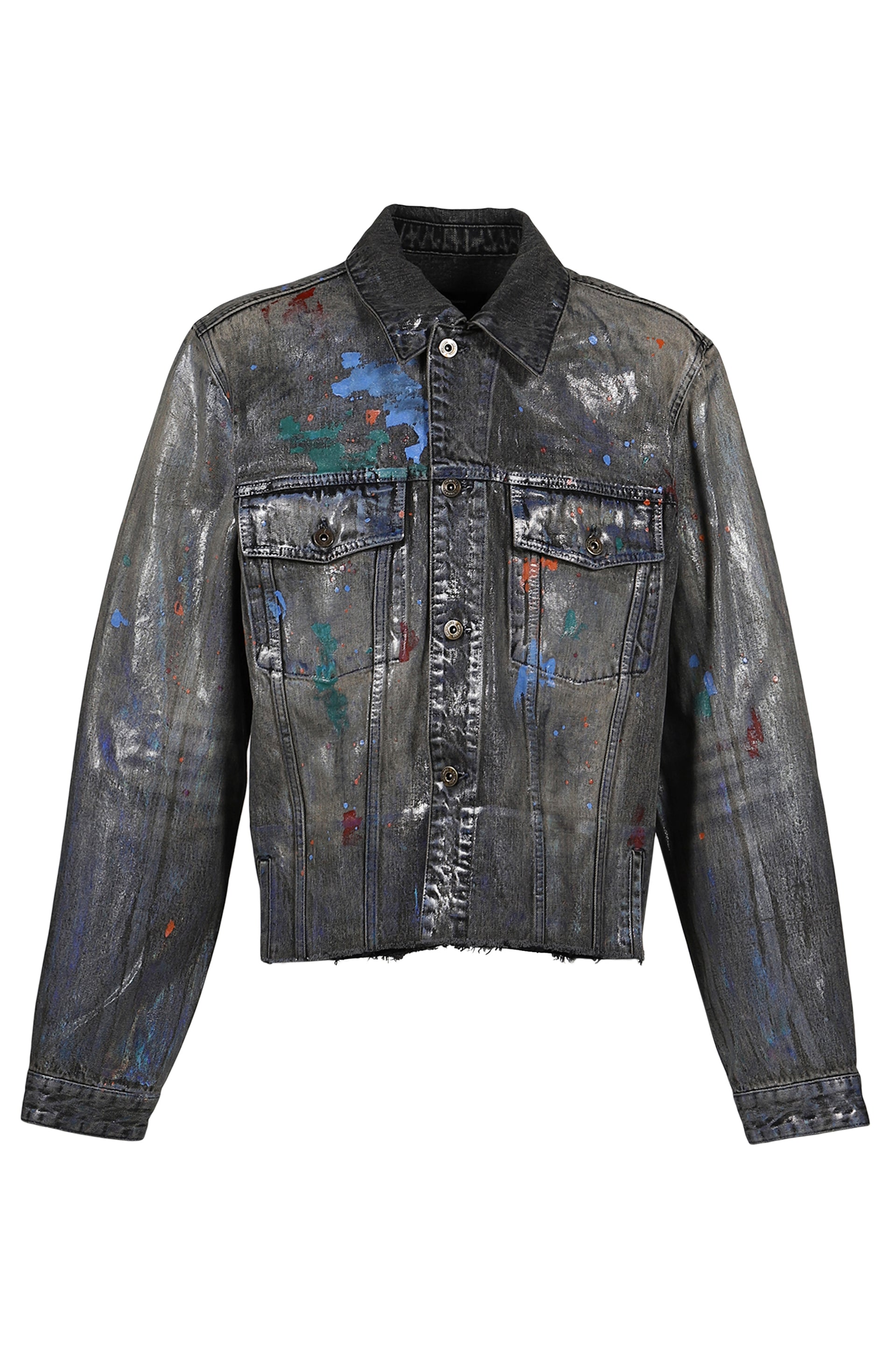 BLACK GLOSS-COATED PAINTED JACKET / BLK