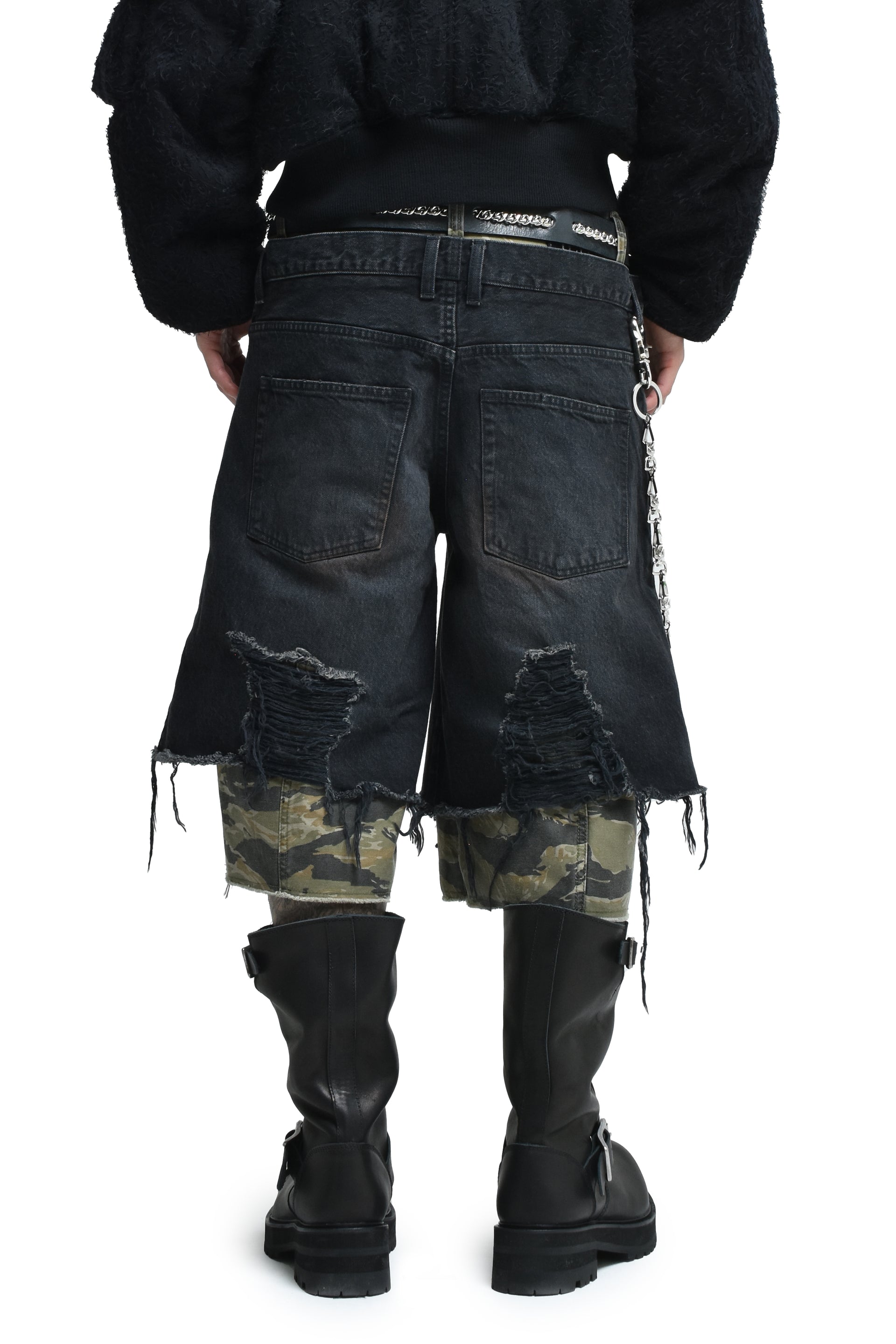 LAYERED BAGGY SHORTS / BLK CAMO