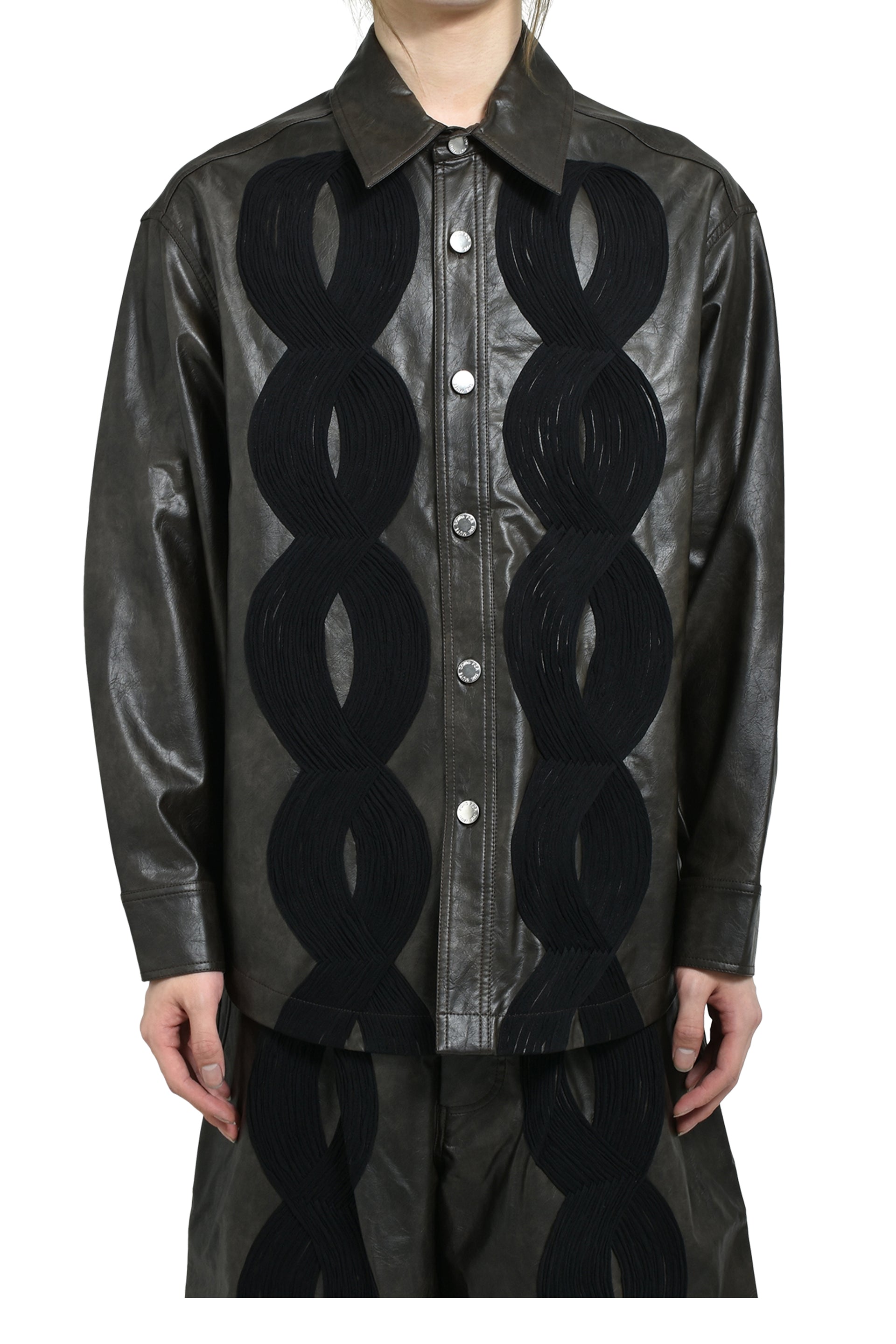 "APPLIQUE" SHIRT JACKET / DARK BRW
