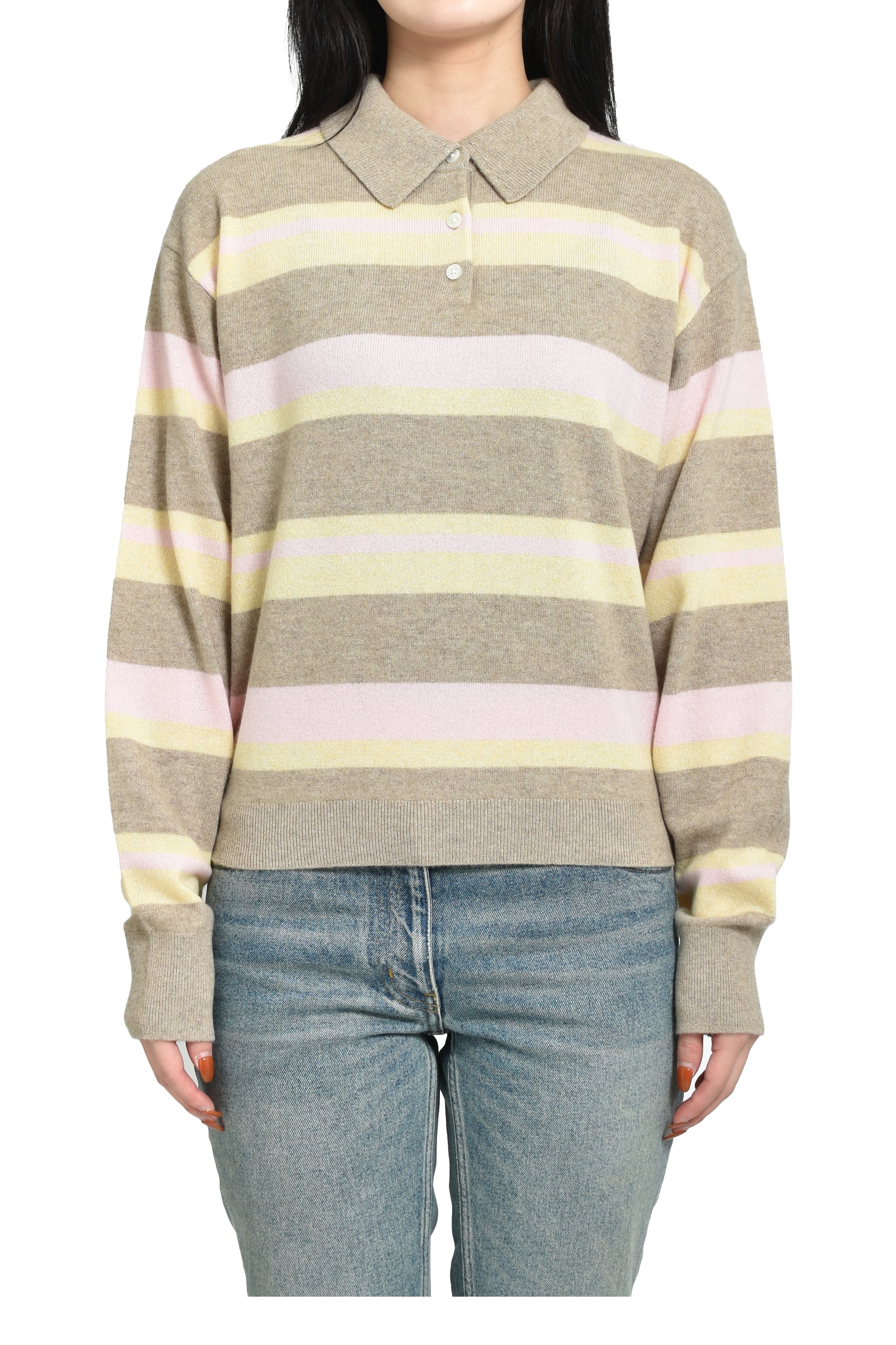 COLLEGIATE STRIPE POLO / TAUPE COMBO