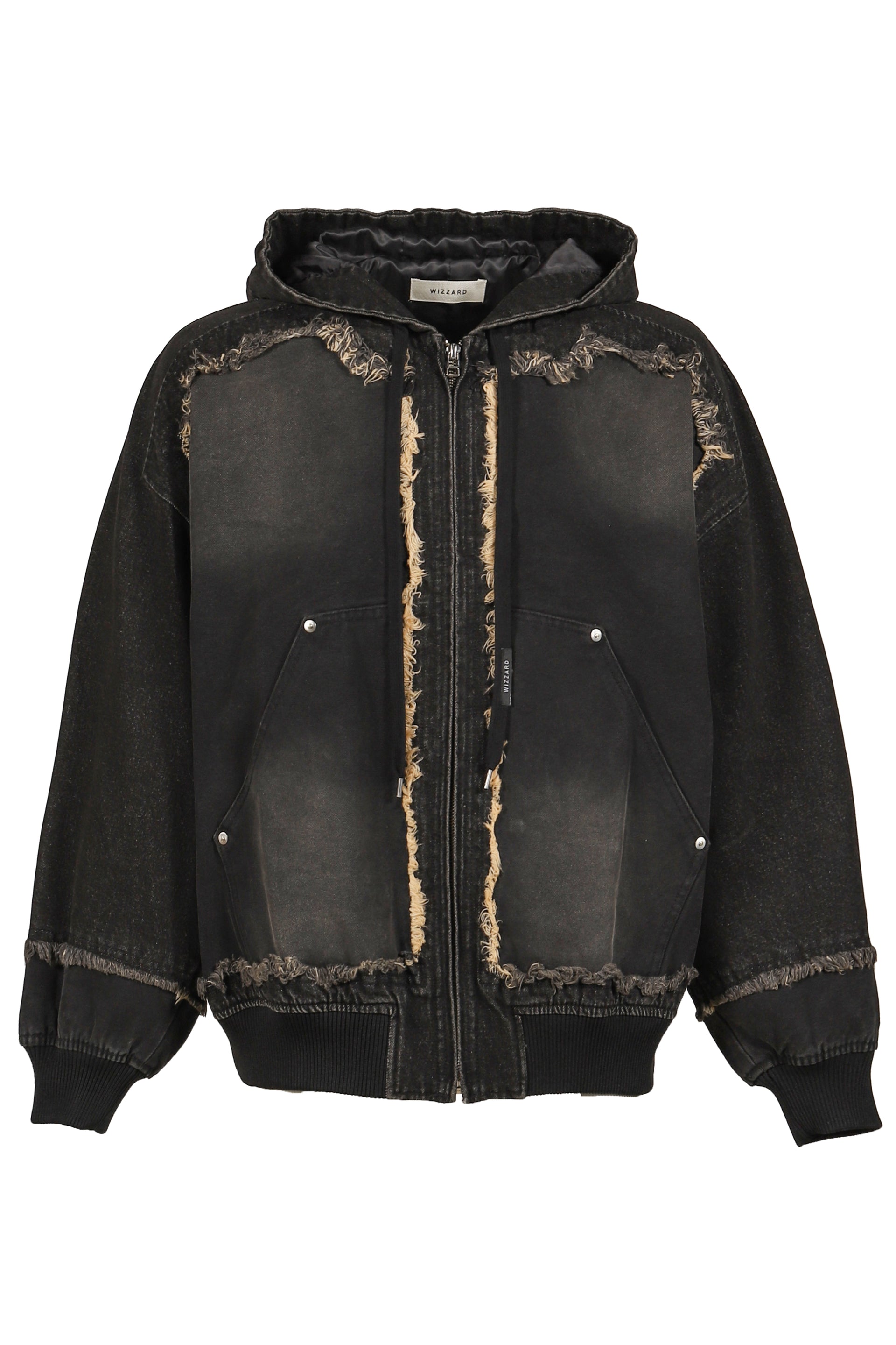 CUT UP HOODE JACKET / FADE BLK