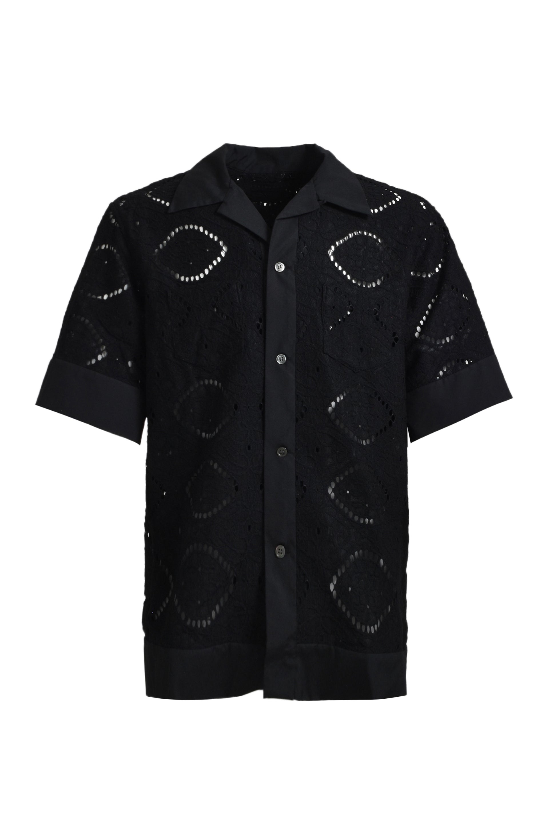 JUN/NAKAYAMA CROCHET BUTTON-DOWN SHIRTS / BLK