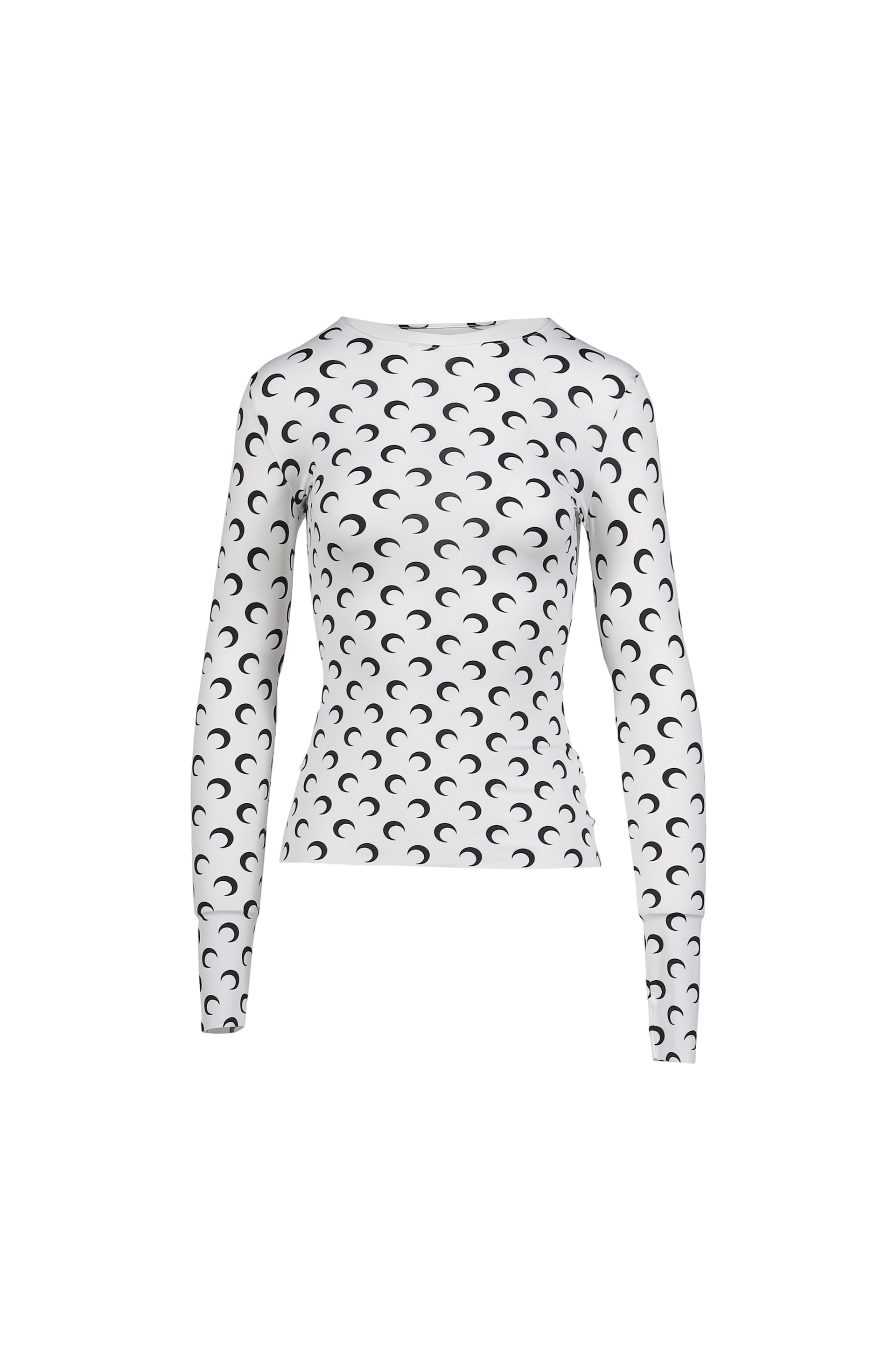 MOON PRINTED JERSEY LS CREWNECK TOP / OPTICAL WHT
