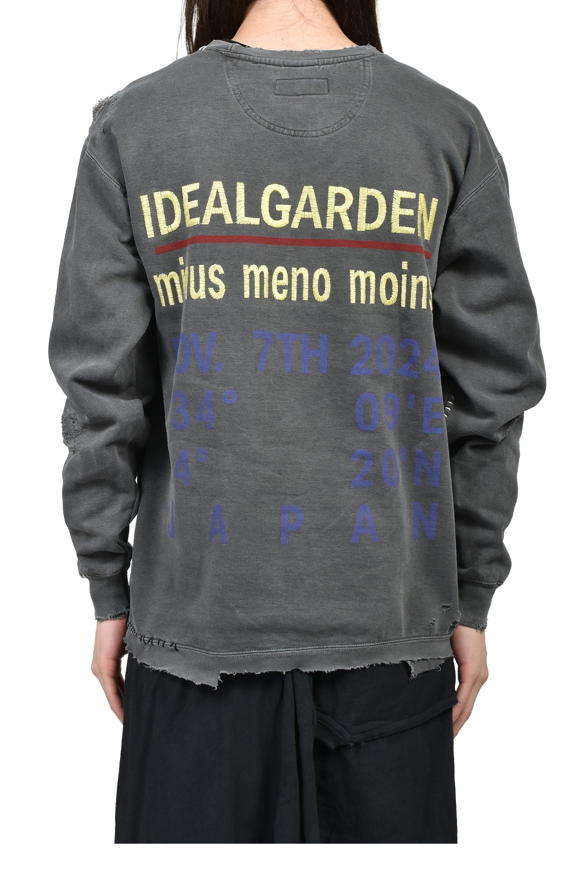 BOOTLEG DIY CREW SWEAT WITH REPAIRED(COORDINATE) / AGED BLK