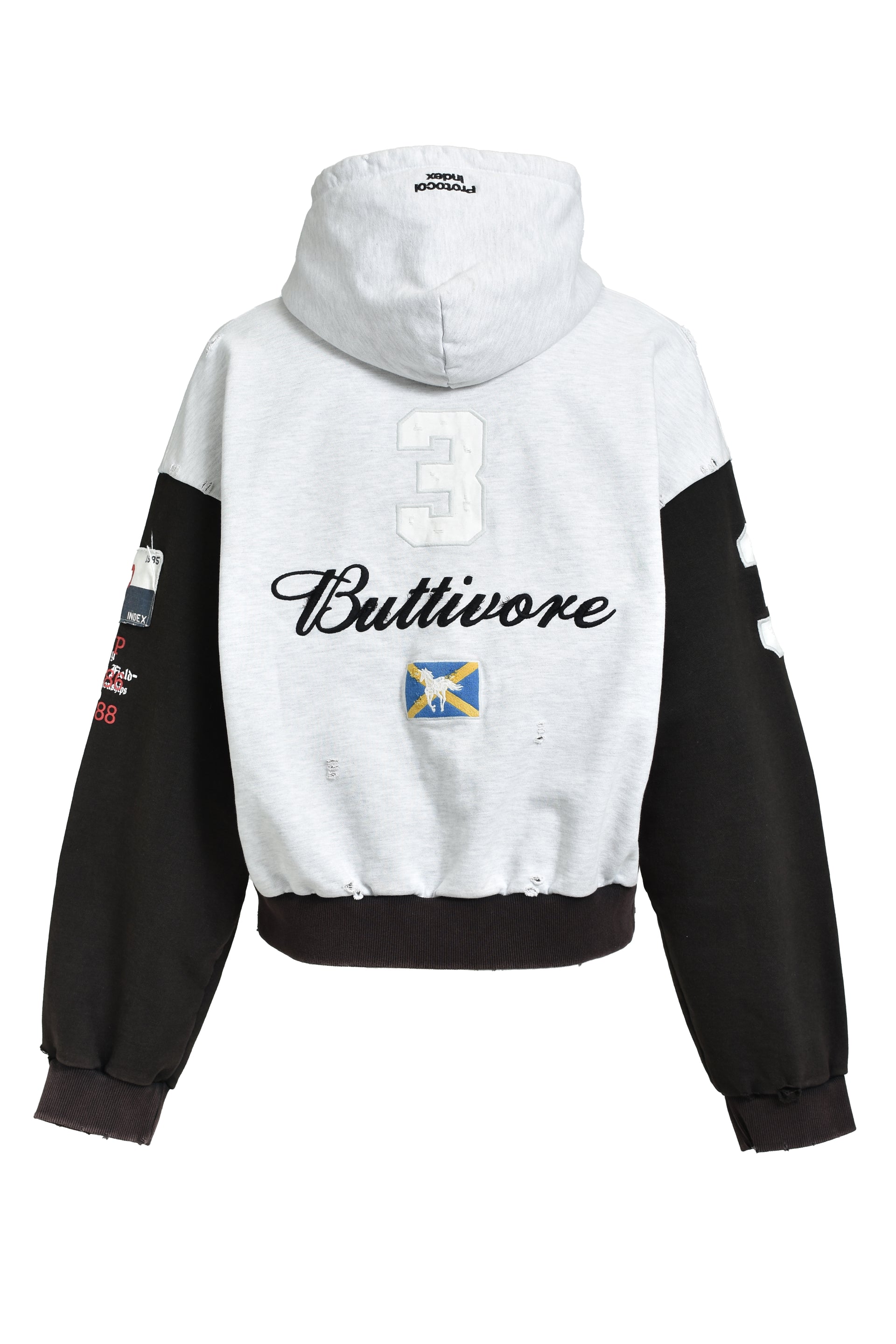 BUTTIVORE ZIP HOODIE / WHT MELANGE