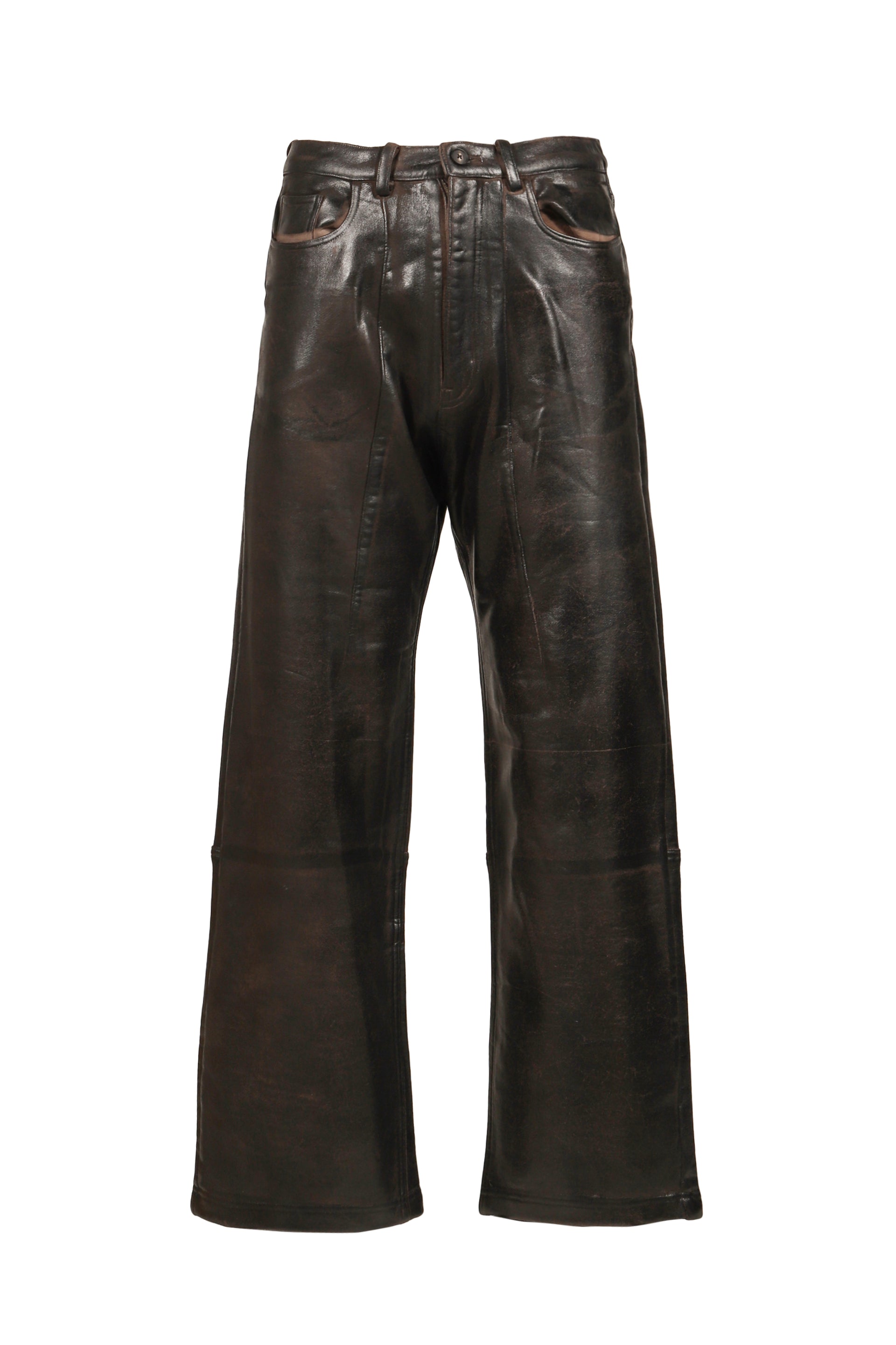 CRACKING COATED WIDE PANTS .14 / BRW
