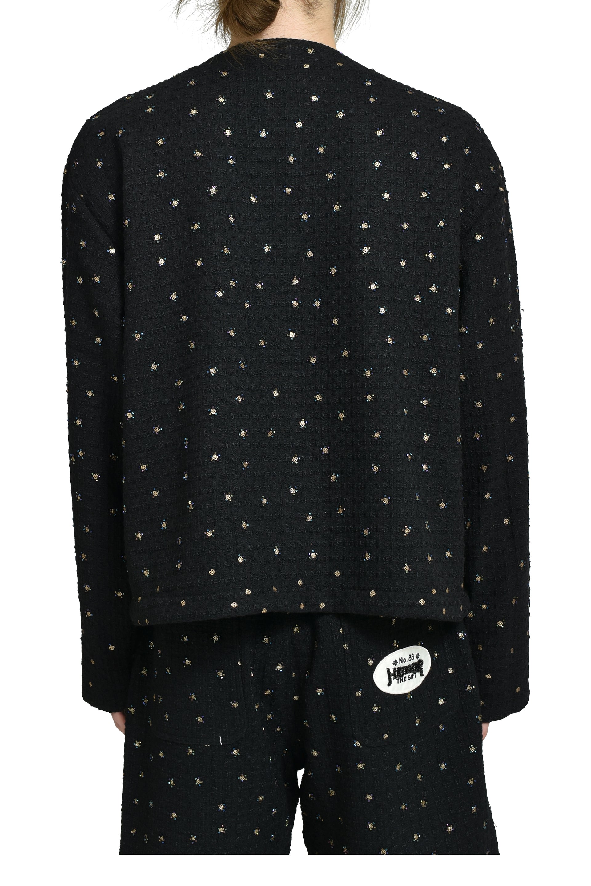 BEADED CARDIGAN / BLK