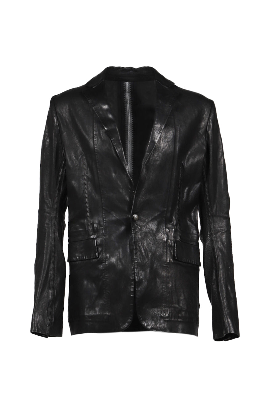 Isaac Sellam PIONNIER STRETCH LEATHER CLASSIC BLAZER / NOIR