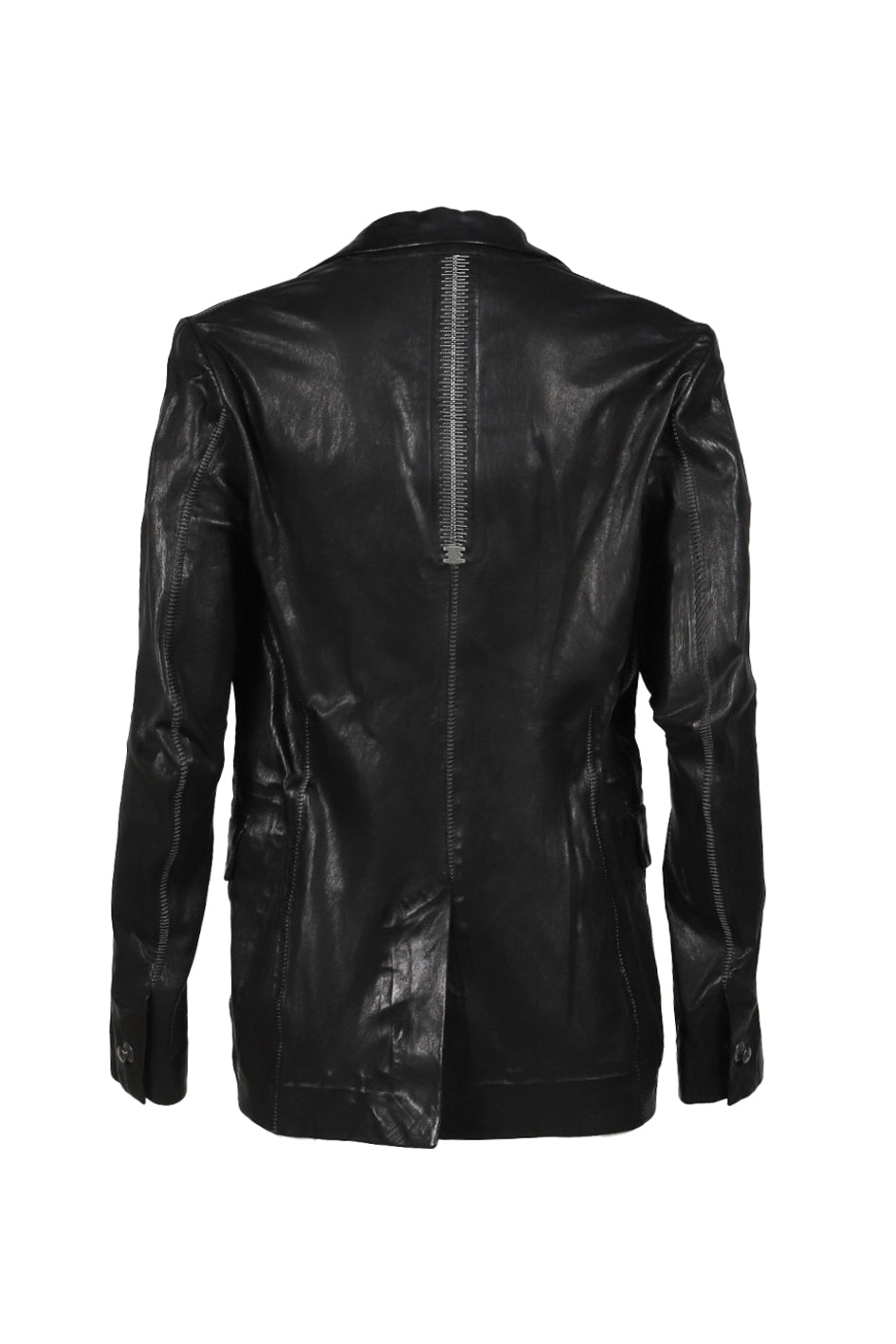 Isaac Sellam PIONNIER STRETCH LEATHER CLASSIC BLAZER / NOIR