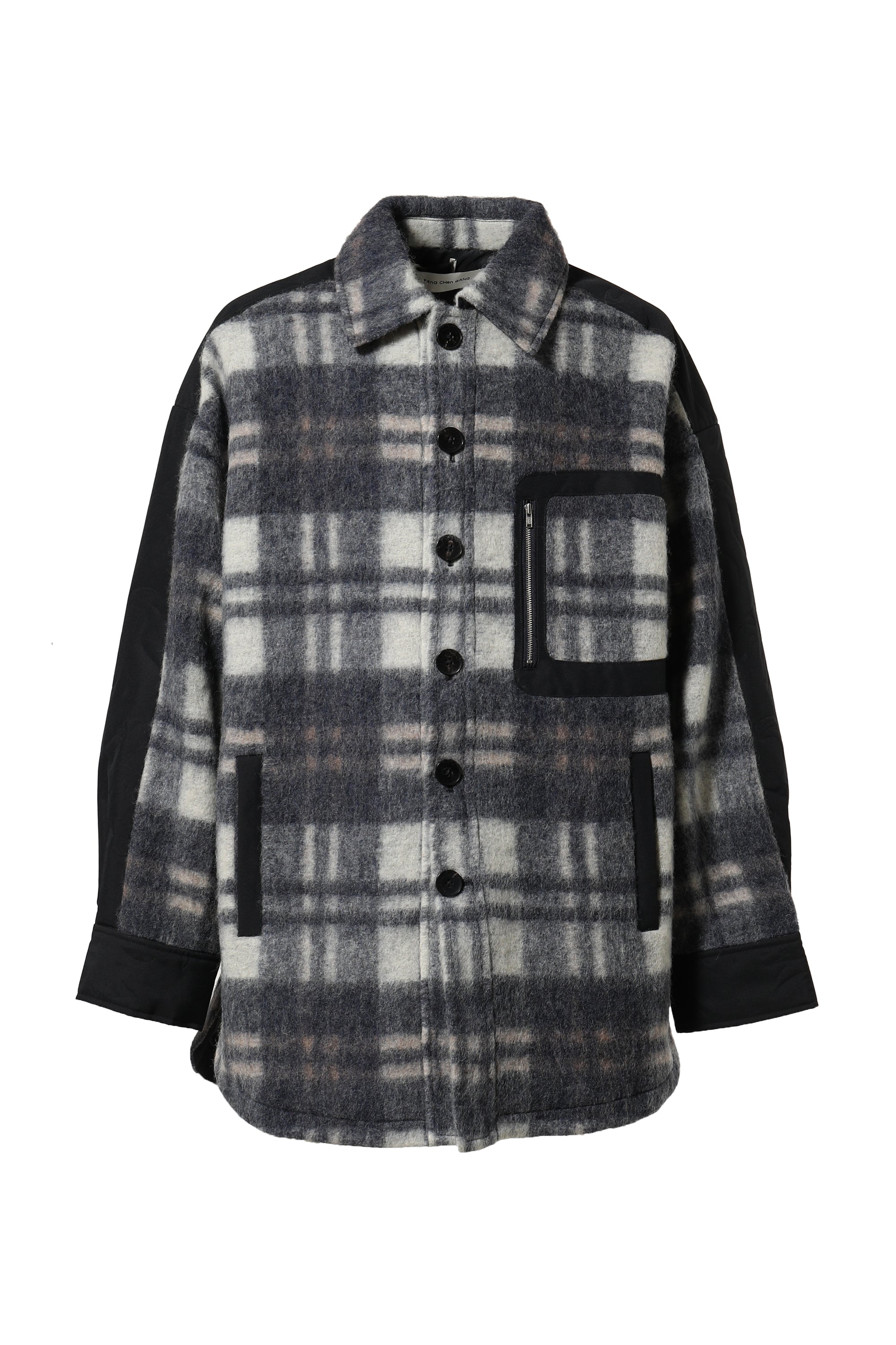 Landscape jacquard oversized shirtjacket - レザージャケット