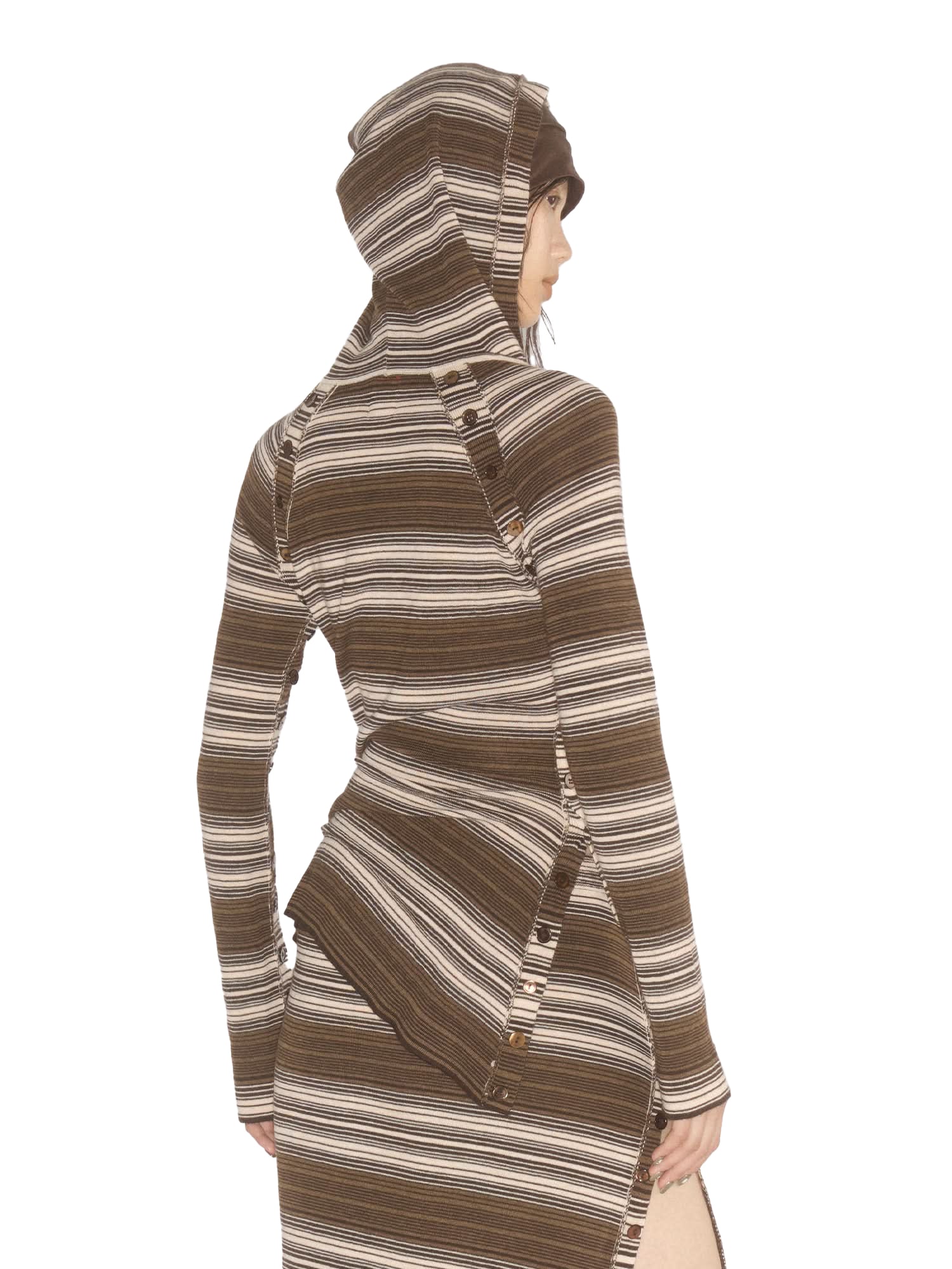 STRIPED KNIT SWEATER / DARK BRW BEI