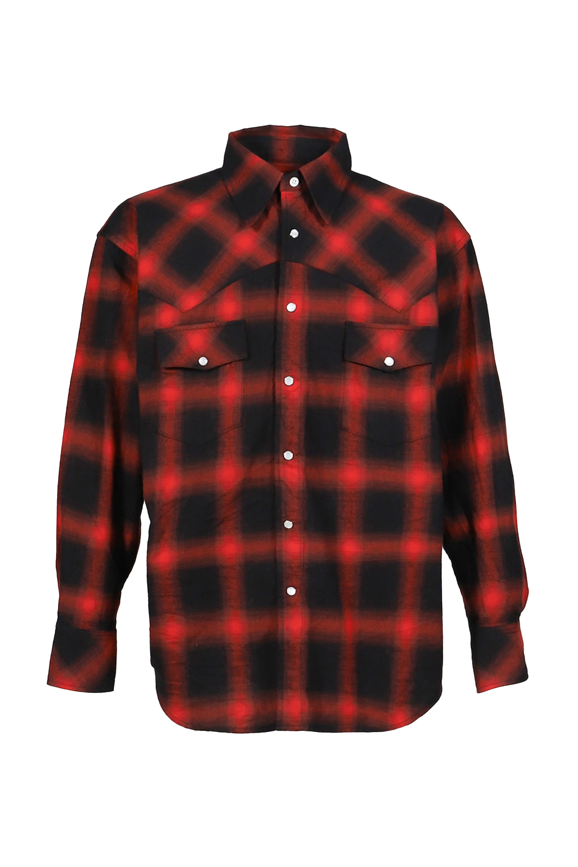 LASTMAN OMBRE PLAID WESTERN SHIRTS / RED