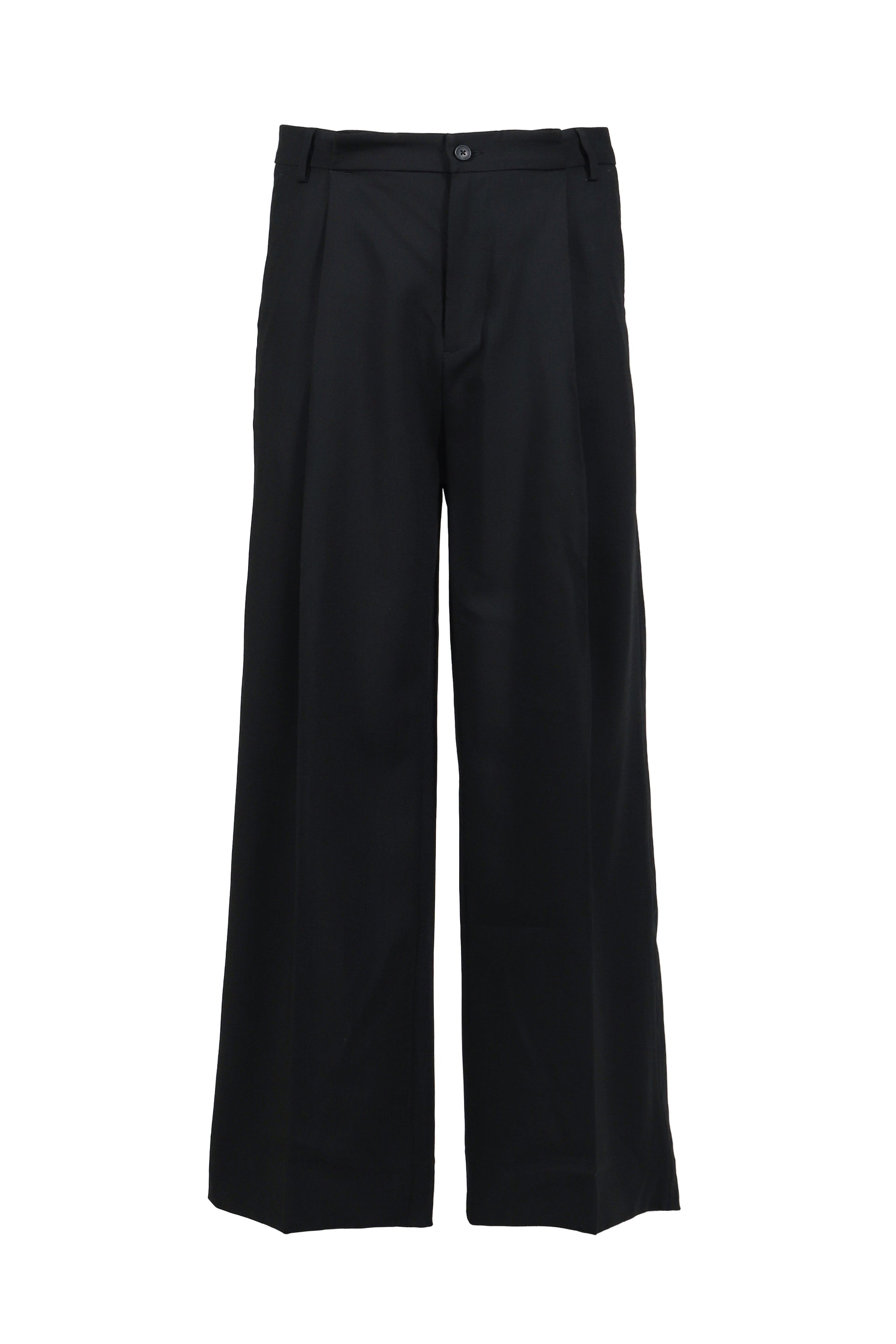 WIDE PLEATED TROUSER / BLK