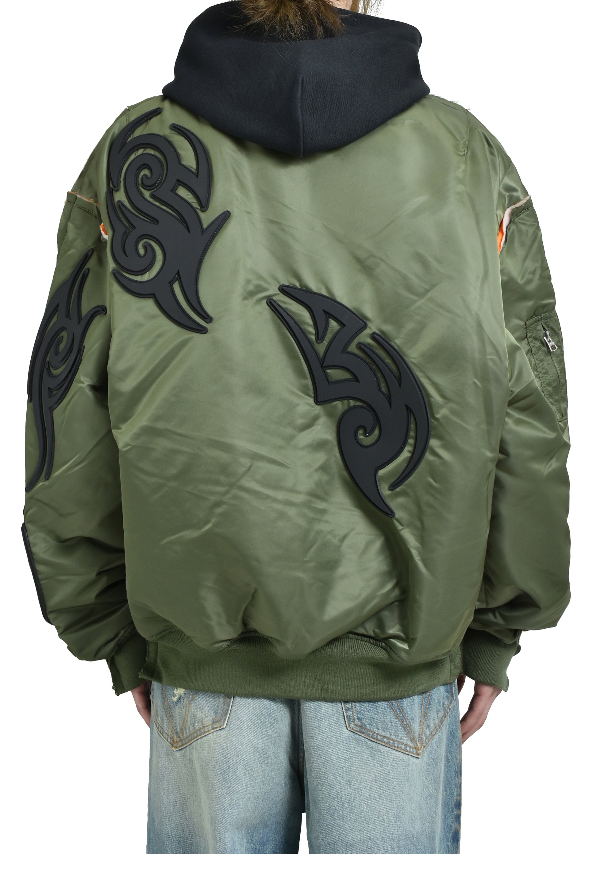 TRIBAL REWORKED BOMBER JACKET / GRN / BLK