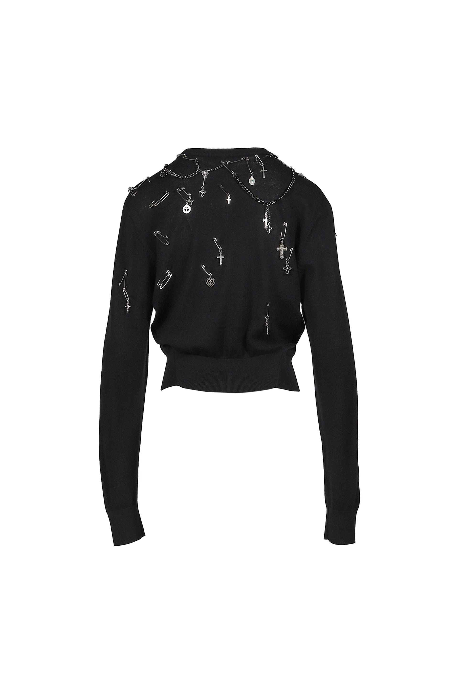 TIGHT WAIST CREWNECK SWEATER / BLK