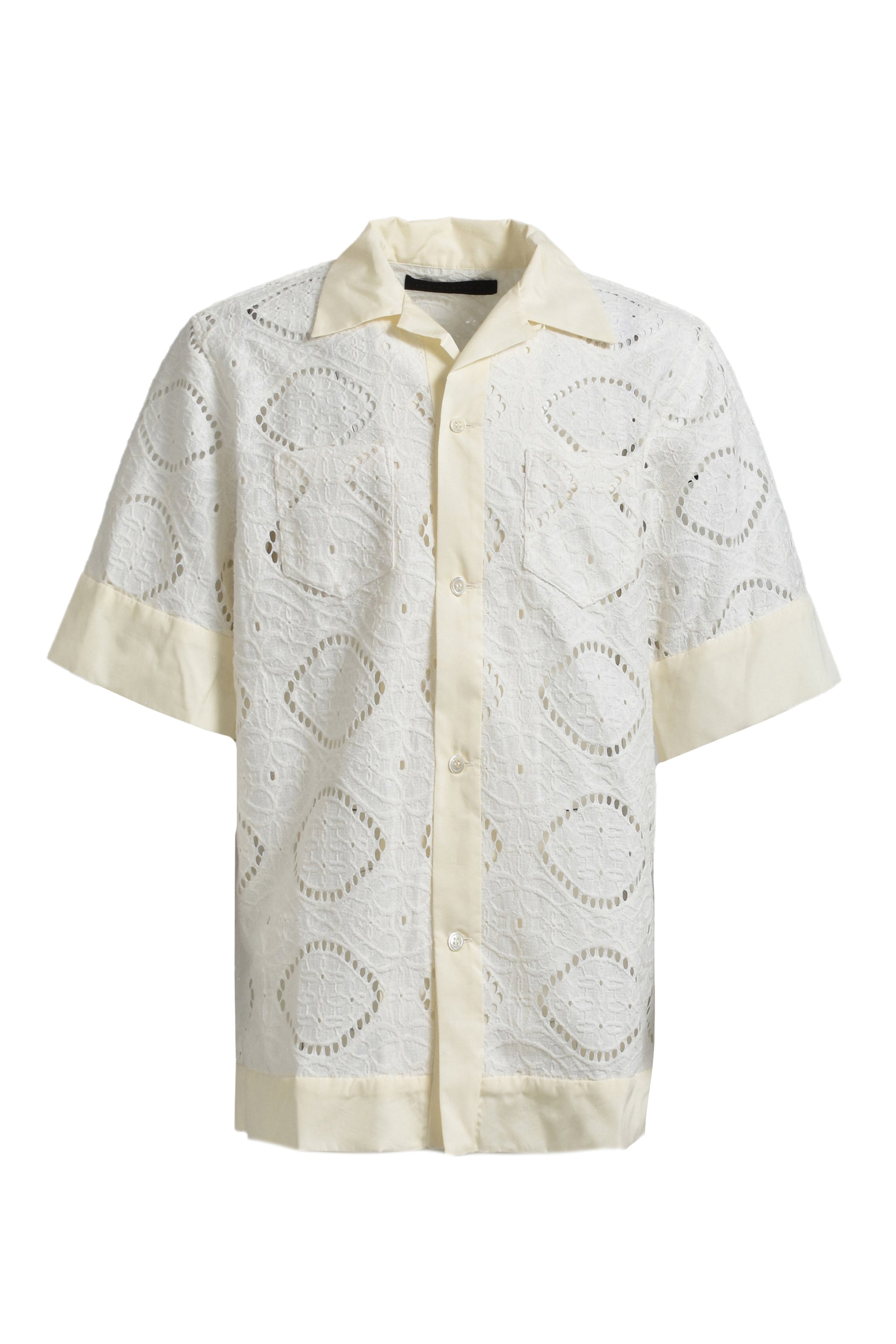 JUN/NAKAYAMA CROCHET BUTTON-DOWN SHIRTS / WHT