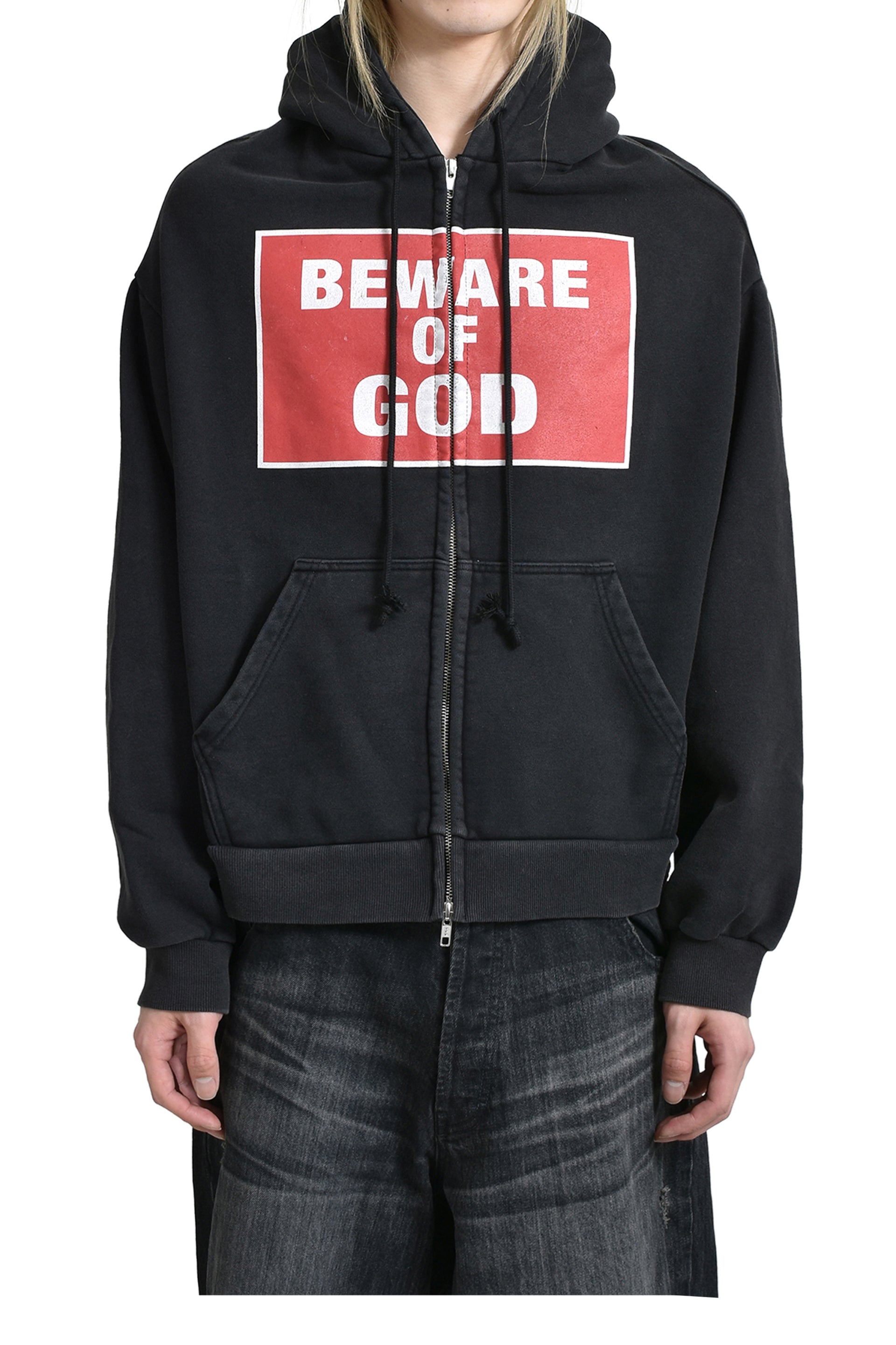 PROJECT G/R BE AWARE OF GOD ZIP HOODIE / BLK